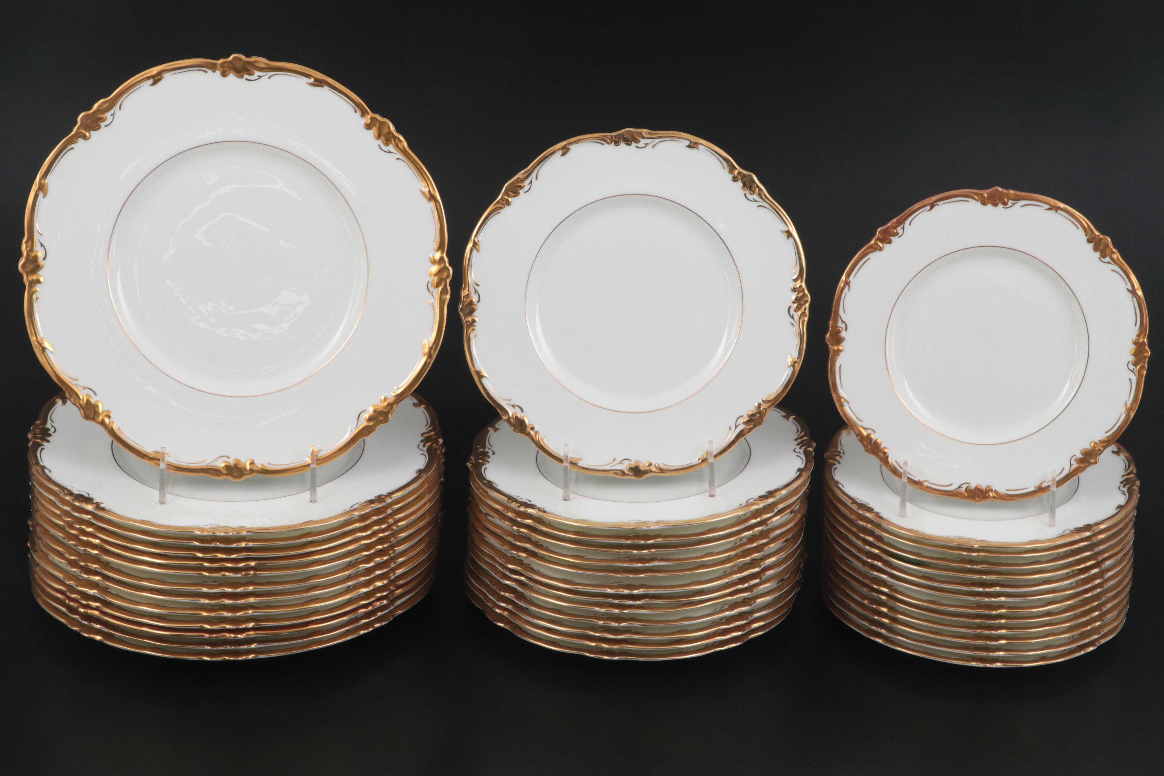 Royal Cauldon English Bone China "Eden" and Coalport Gilt Accented Dinnerware