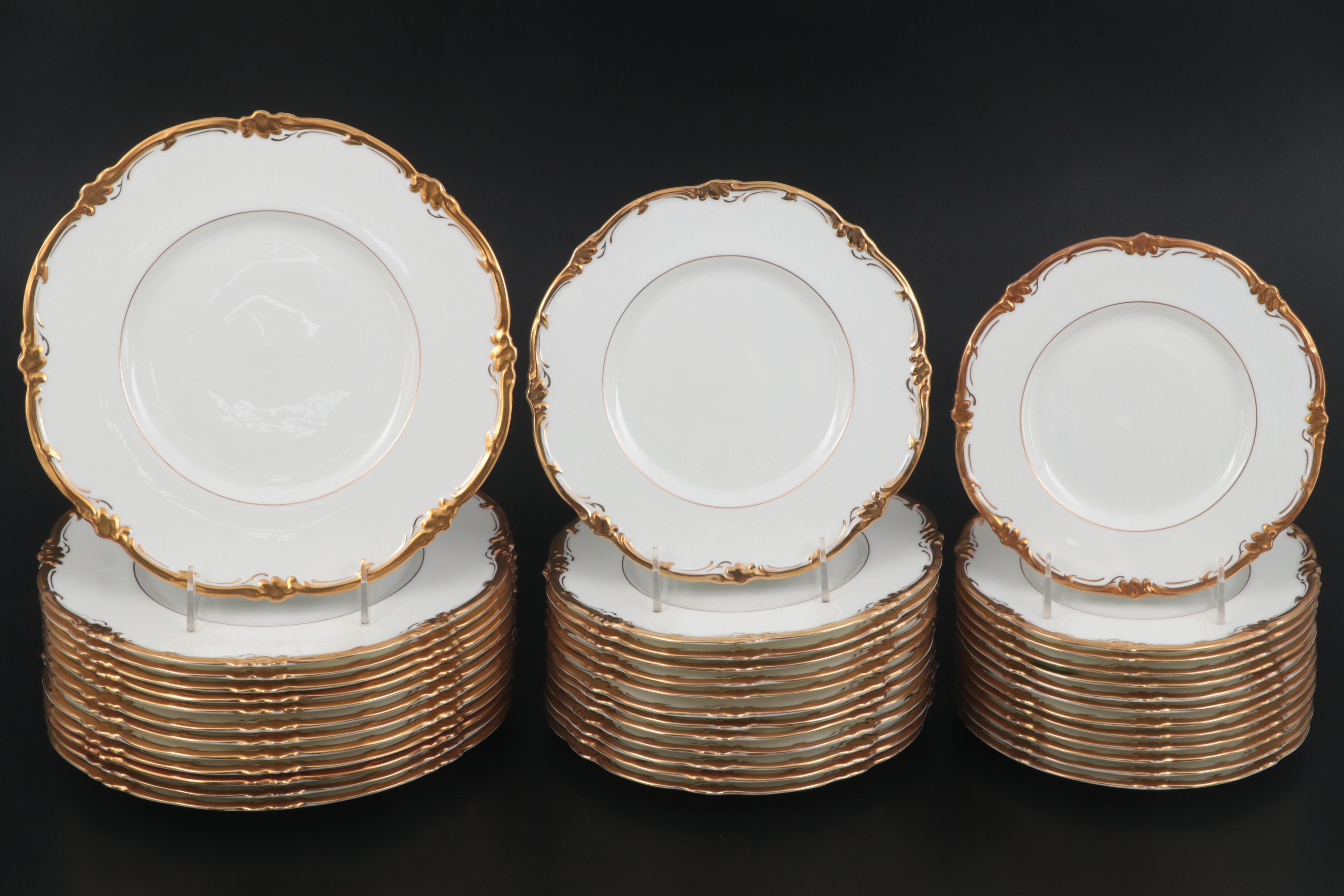 Royal Cauldon English Bone China "Eden" and Coalport Gilt Accented Dinnerware