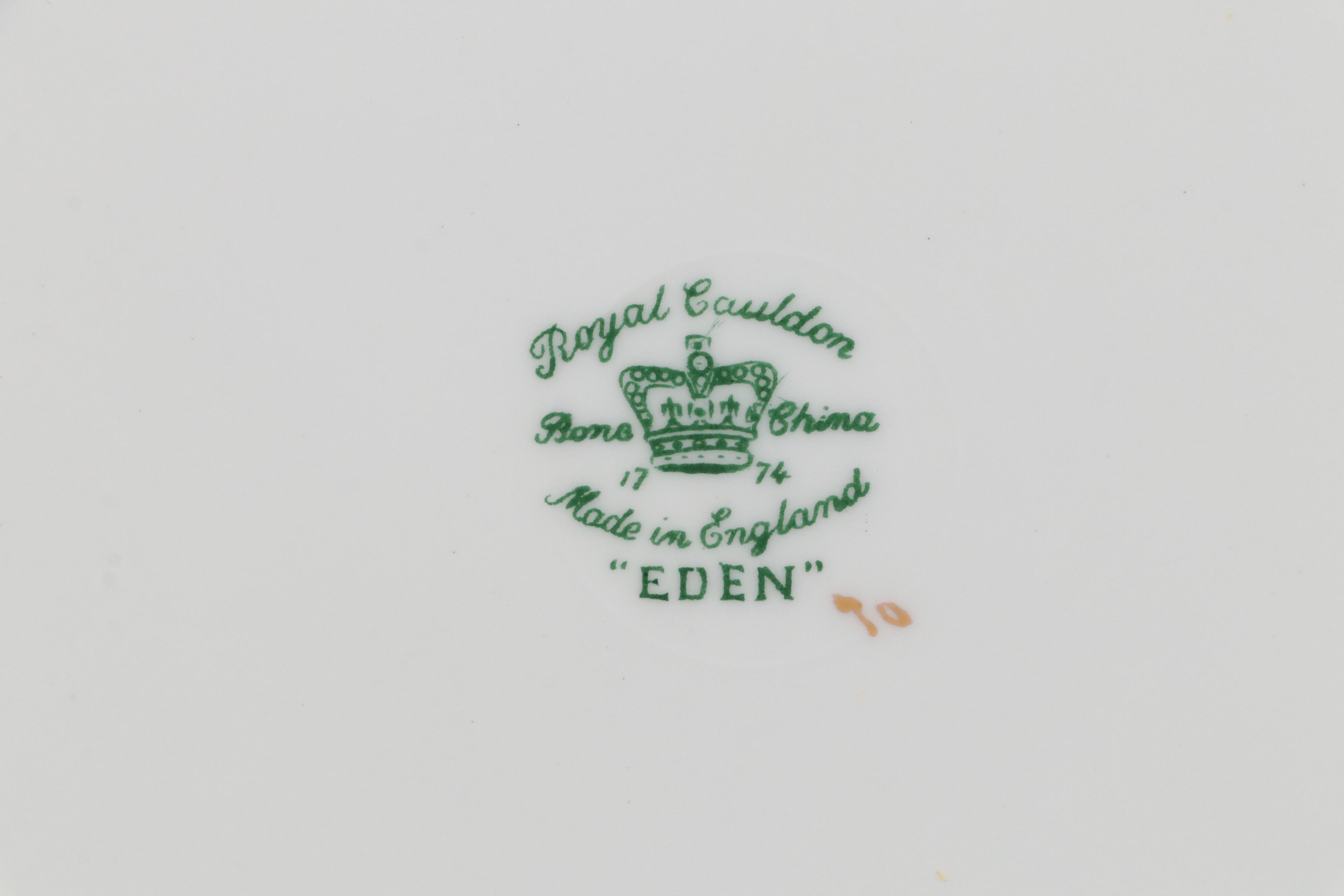 Royal Cauldon English Bone China "Eden" and Coalport Gilt Accented Dinnerware