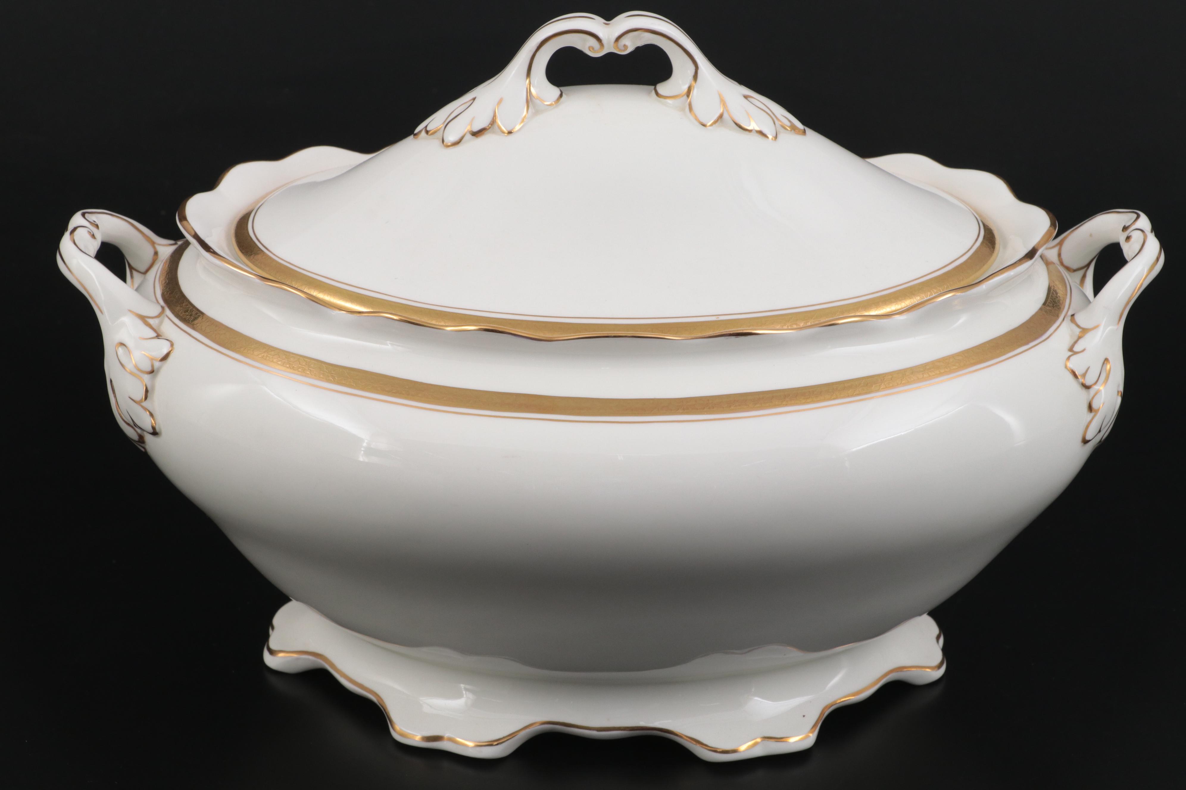 Royal Cauldon English Bone China "Eden" and Coalport Gilt Accented Dinnerware