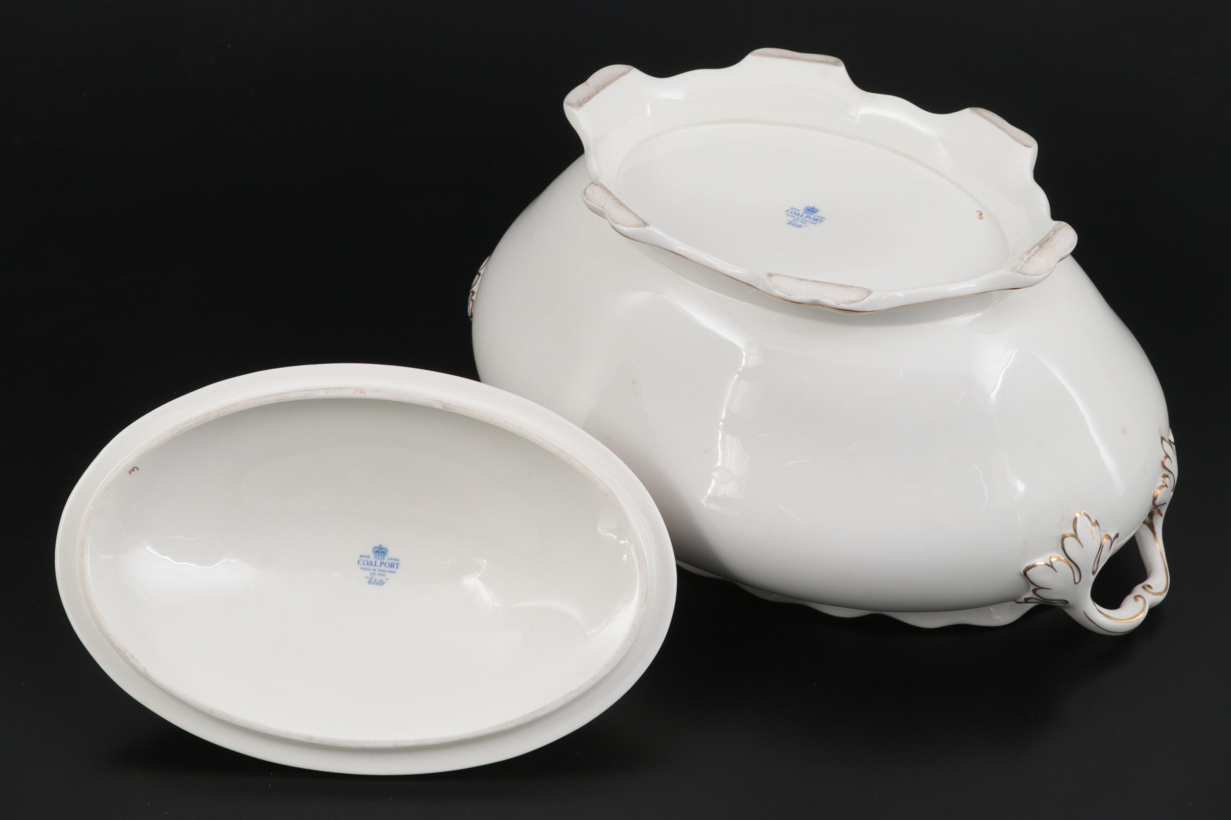 Royal Cauldon English Bone China "Eden" and Coalport Gilt Accented Dinnerware