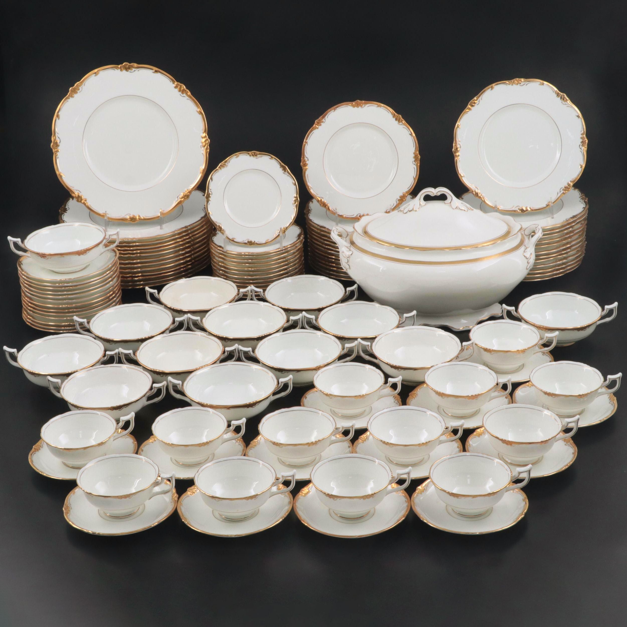 Royal Cauldon English Bone China "Eden" and Coalport Gilt Accented Dinnerware