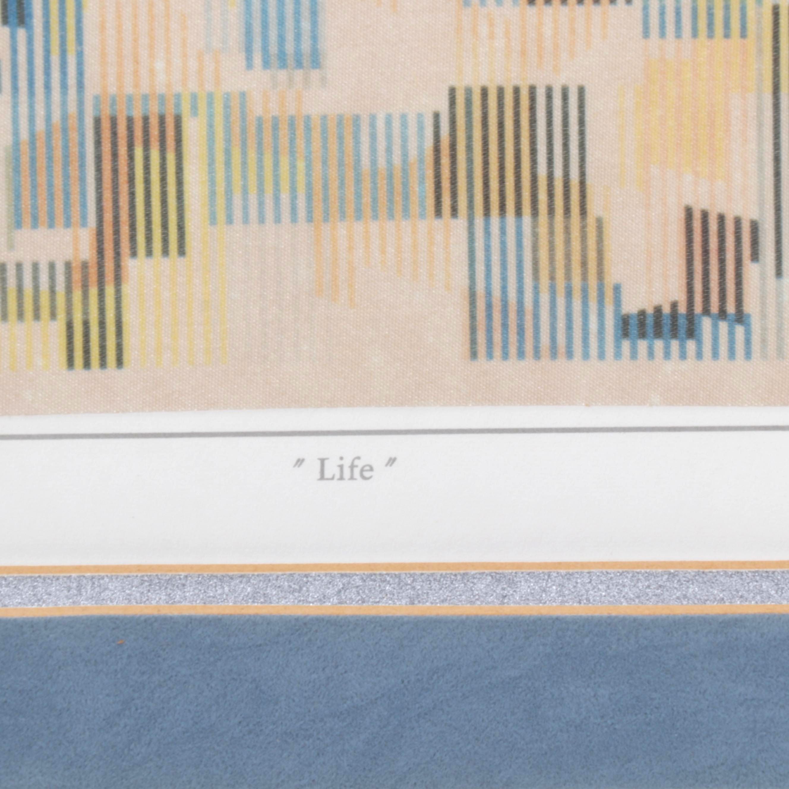 Yaacov Agam Agamographs "Life" and "Message of Peace" With Postage Stamp