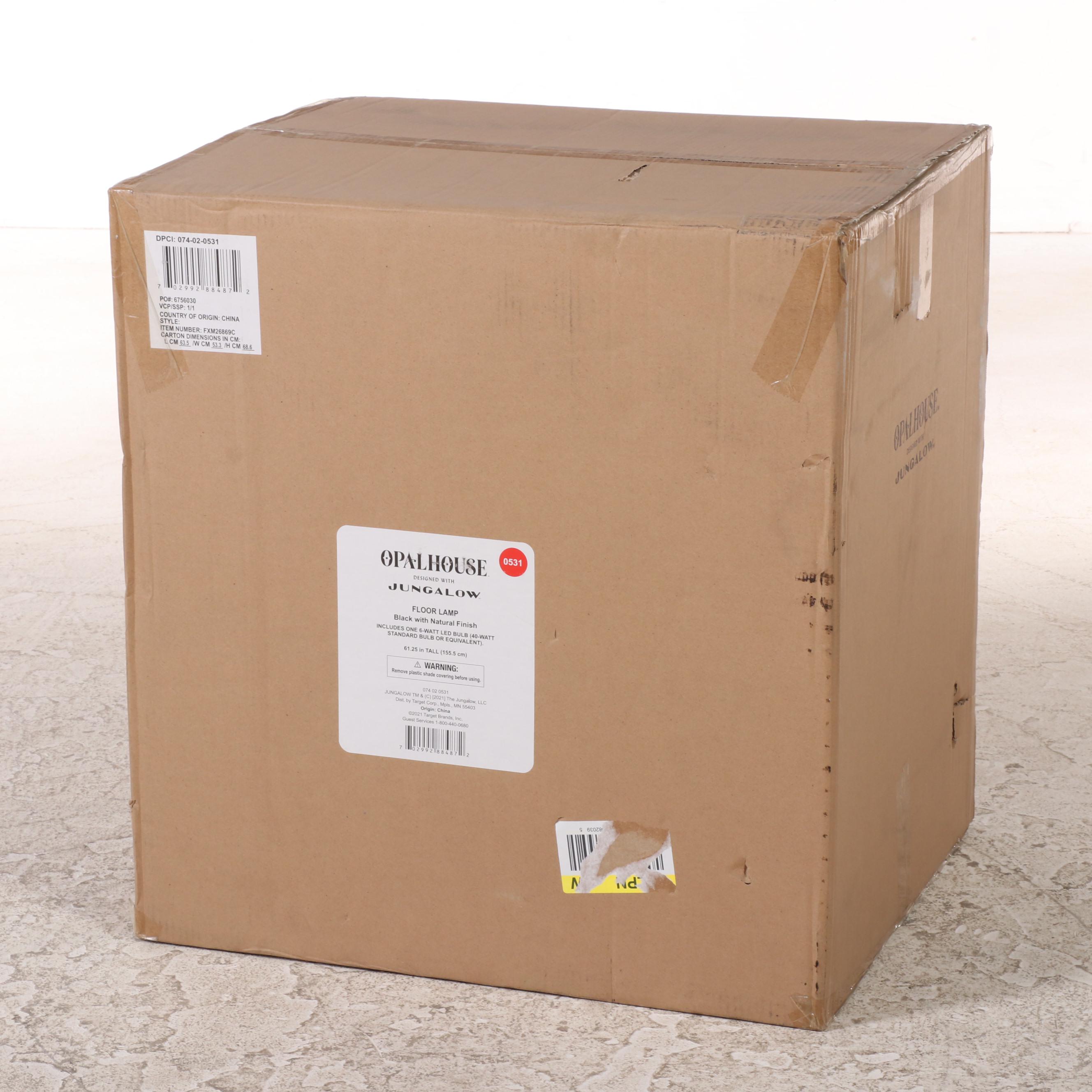 Opalhouse with Jungalow Black with Natural Finish Floor Lamp Table