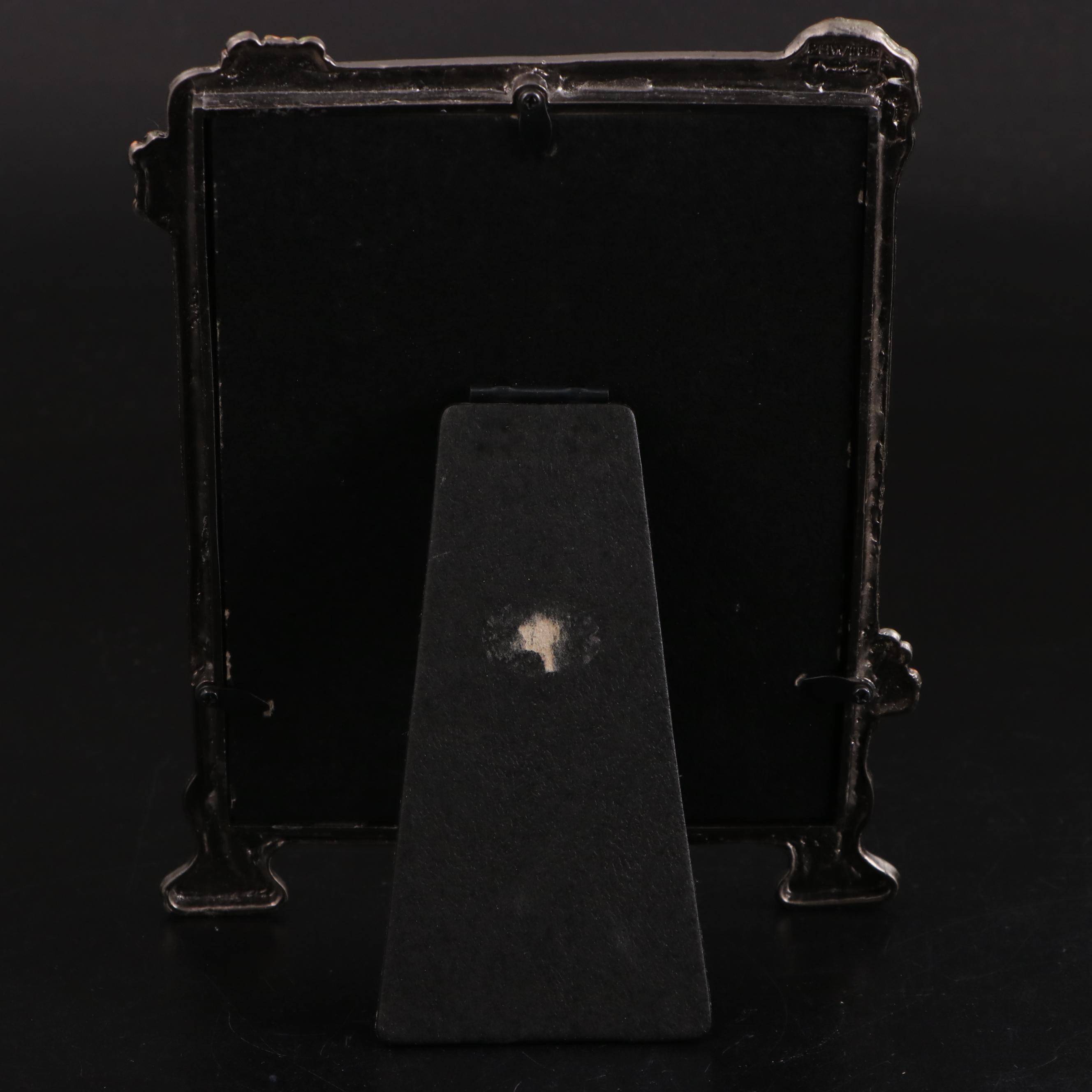 Art Nouveau Style Embellished Pewter Tabletop Mirror