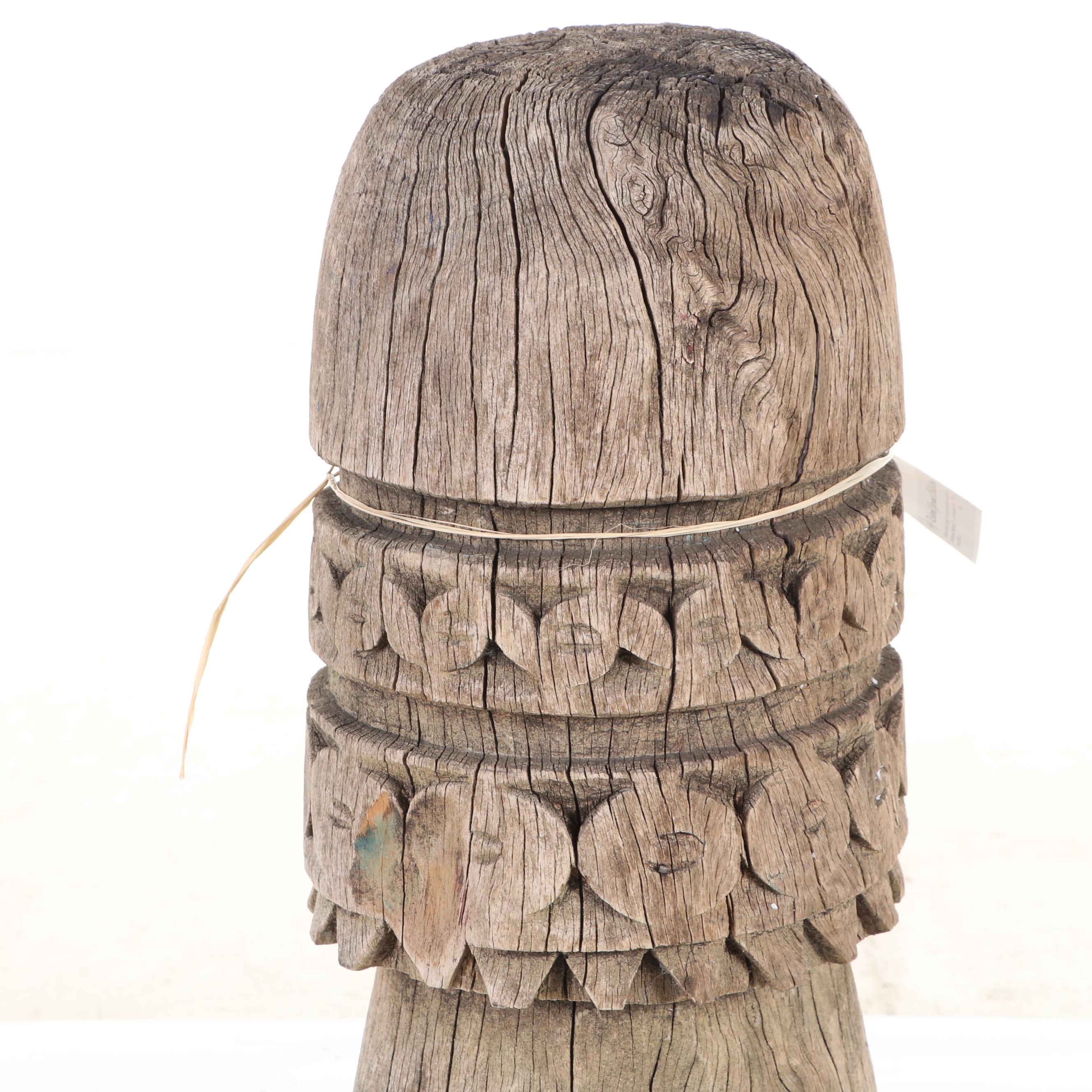 Philippine Carved Wood Tausug Grave Marker "Sunduk"