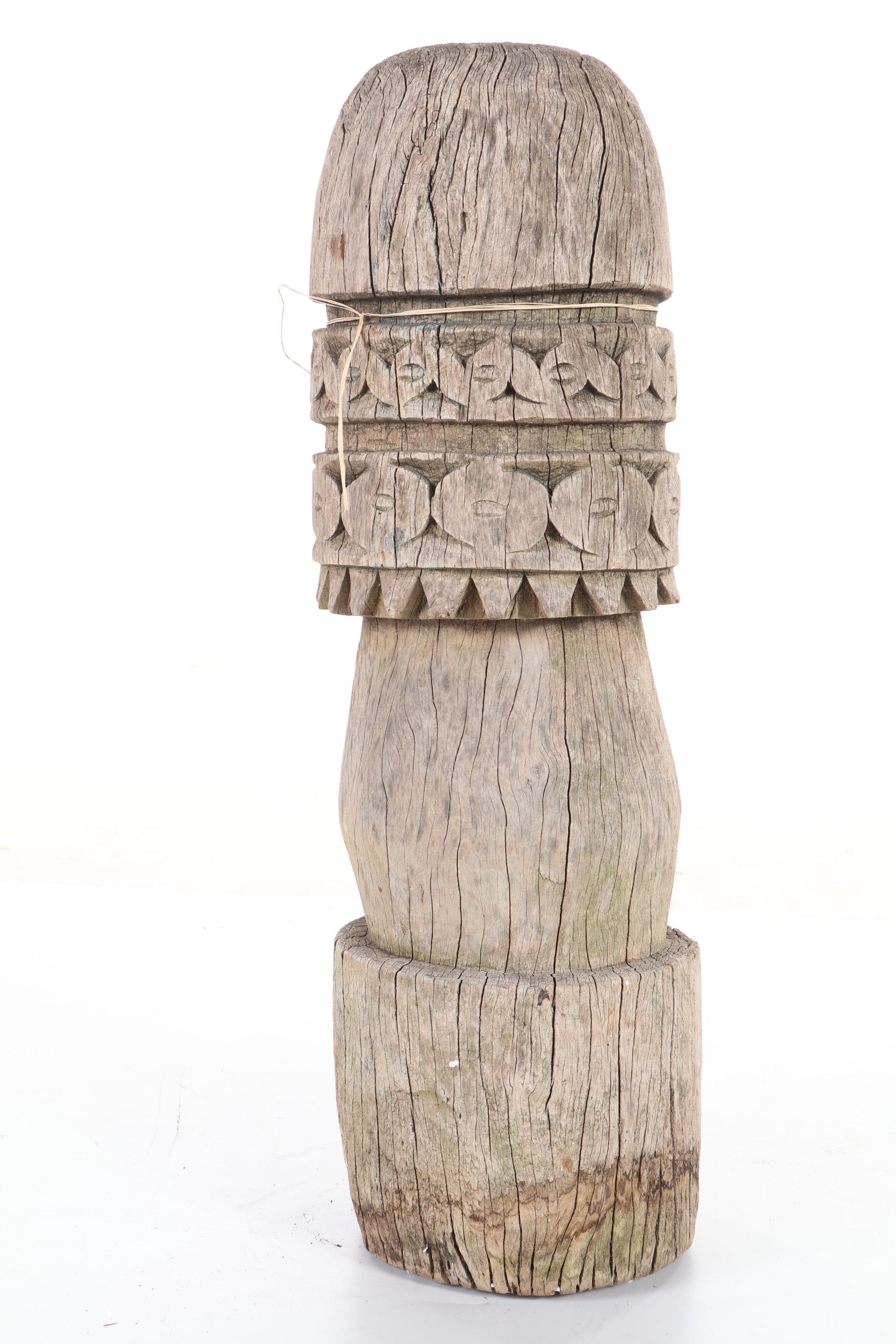 Philippine Carved Wood Tausug Grave Marker "Sunduk"