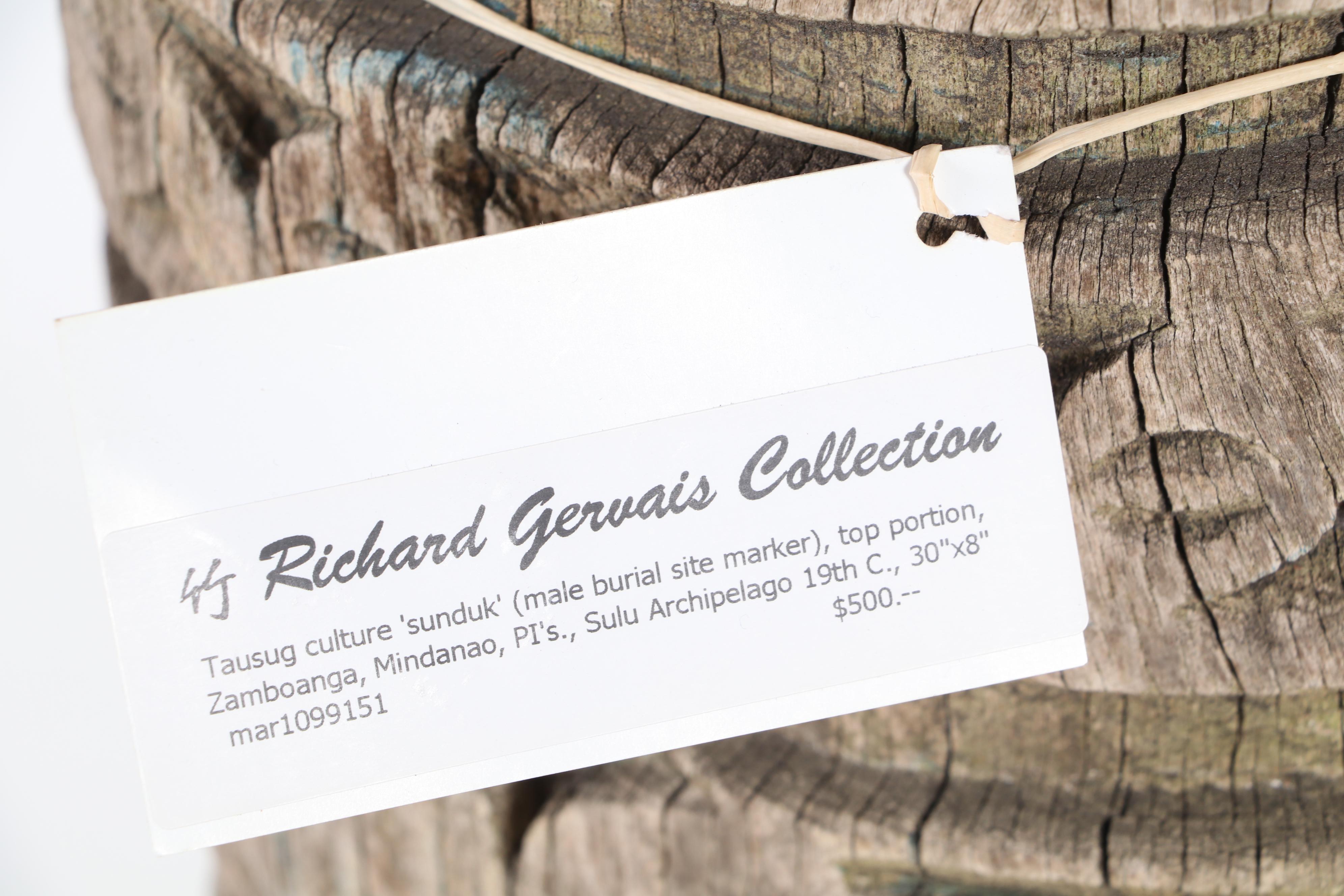 Philippine Carved Wood Tausug Grave Marker "Sunduk"