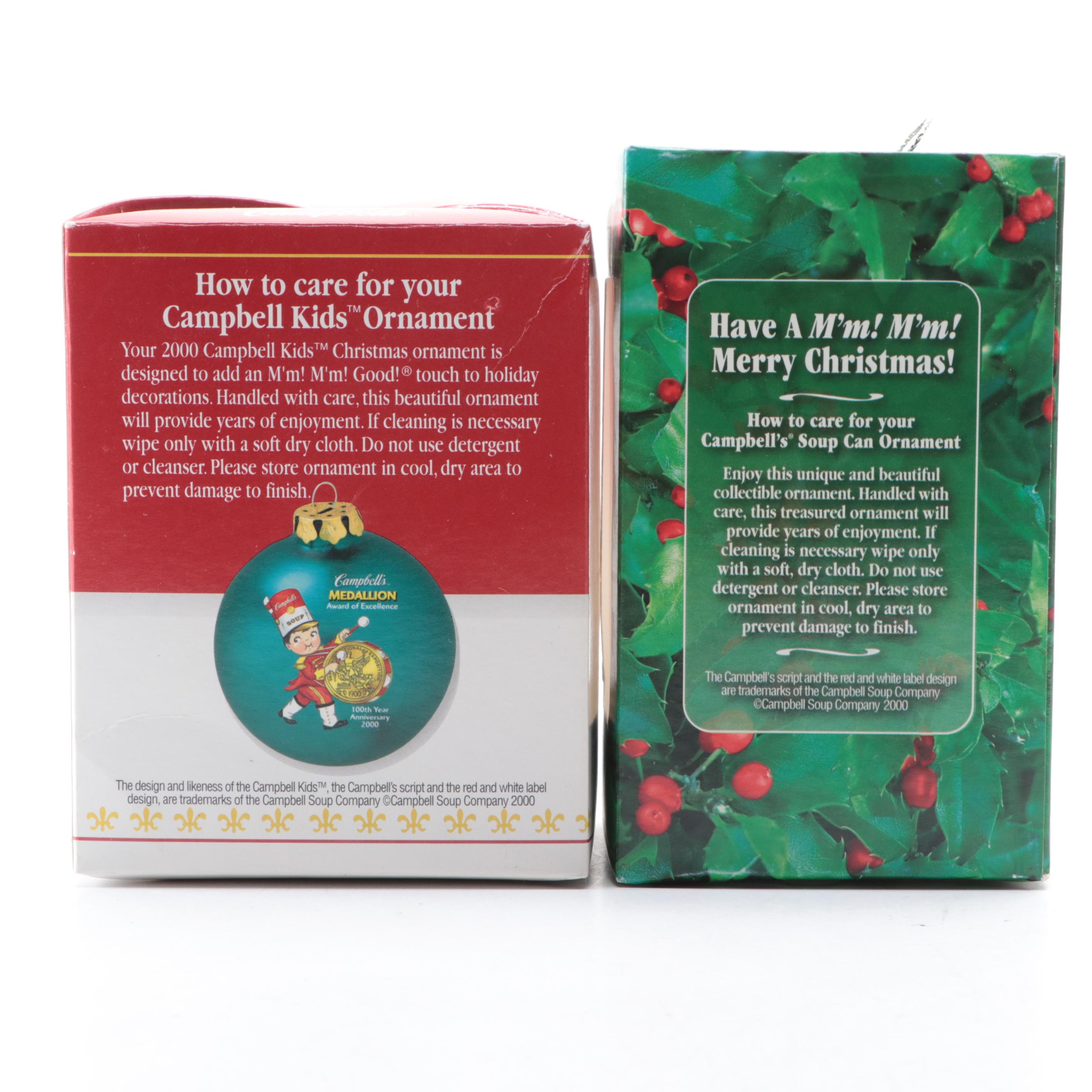 Campbell's Soup Collector's Edition 100th Year Anniversary Glass Ornaments