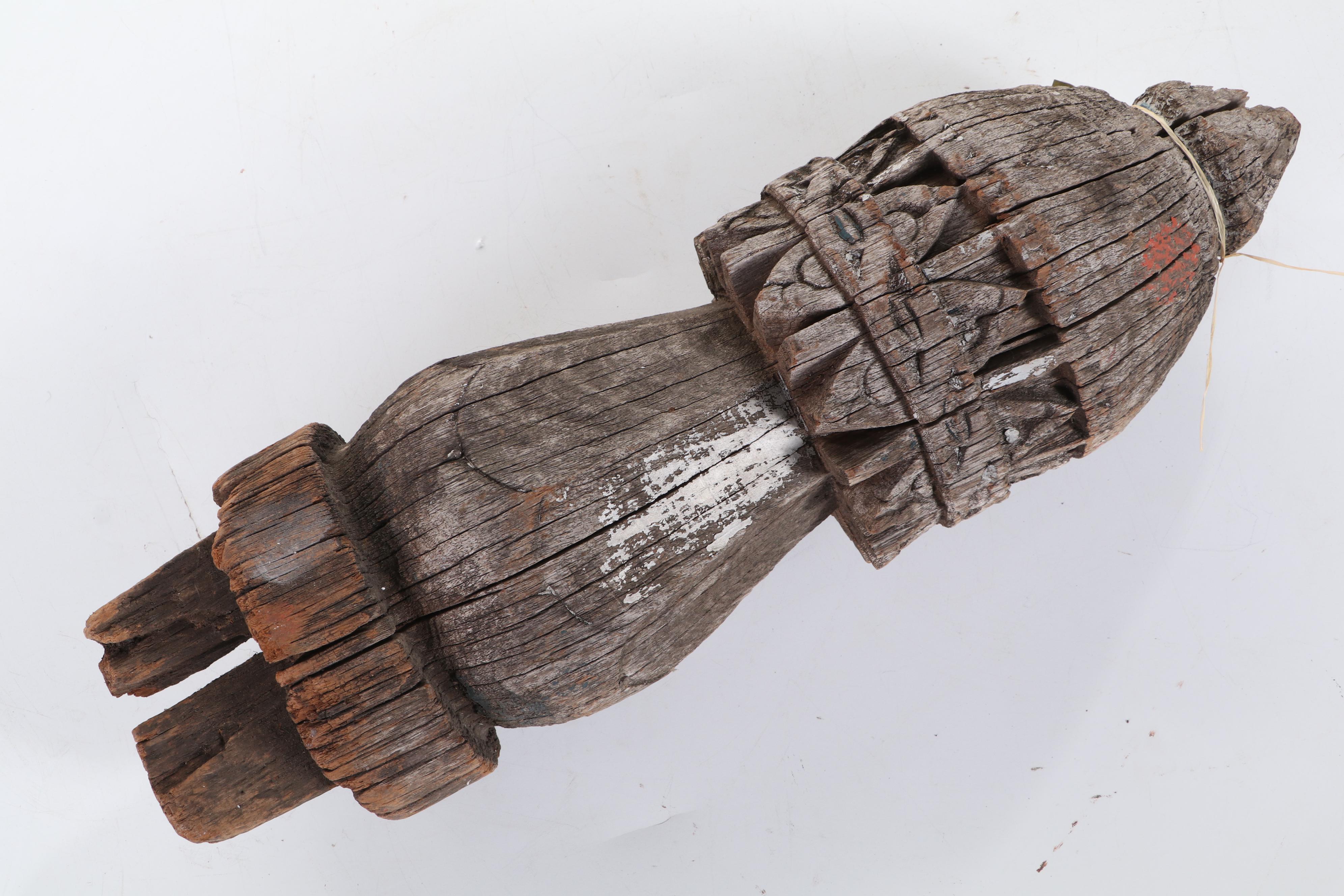 Philippine Carved Wood Tausug Grave Marker "Sunduk"