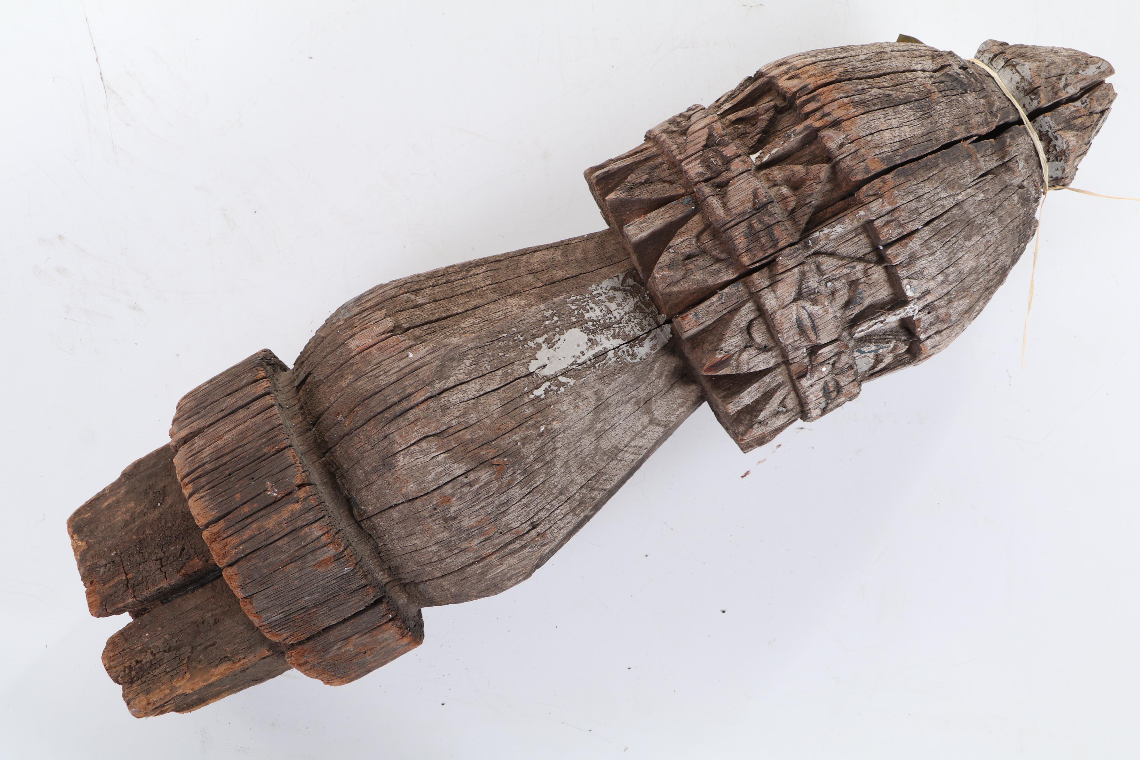 Philippine Carved Wood Tausug Grave Marker "Sunduk"