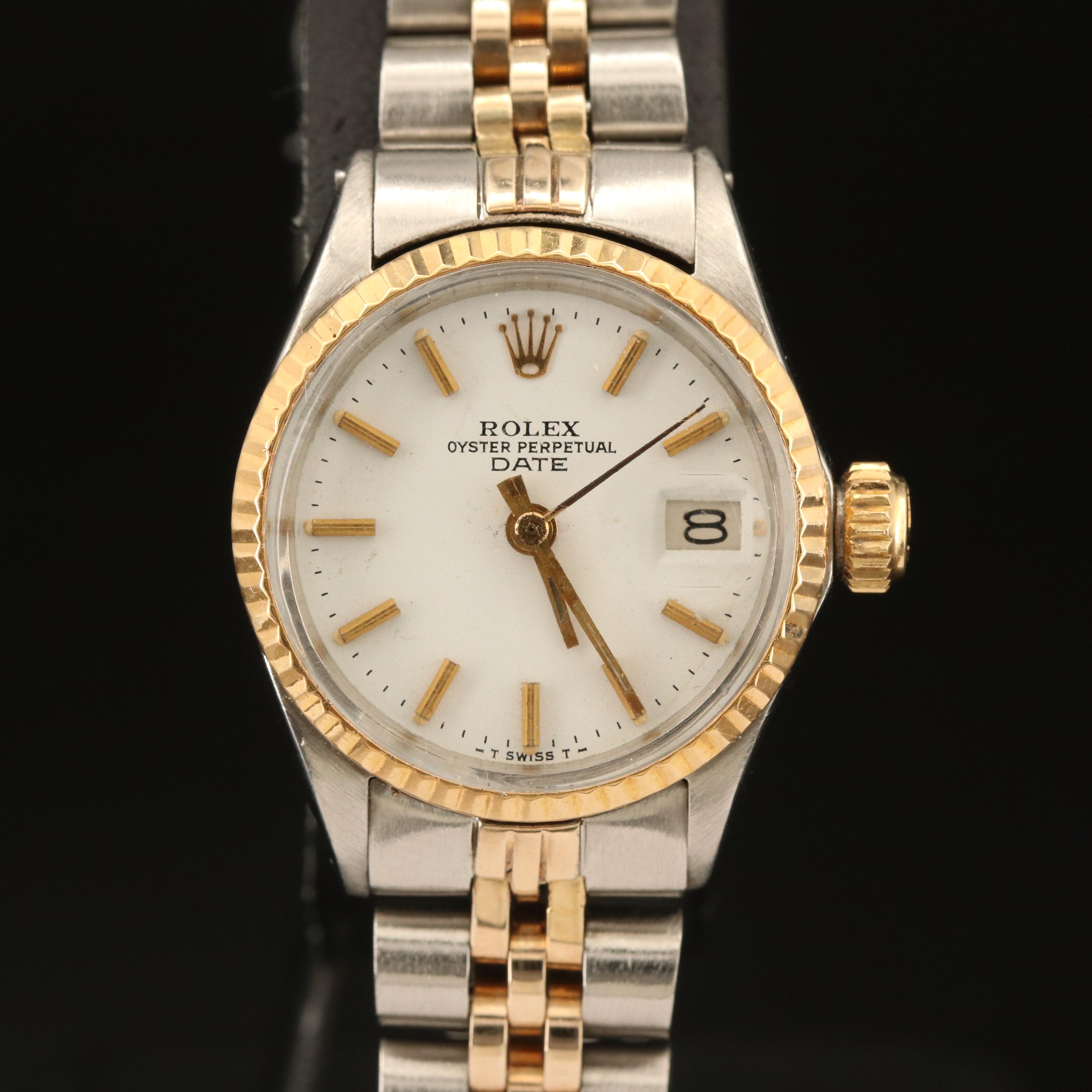 1970 Rolex 14K and Stainless Steel Oyster Perpetual Date Watch