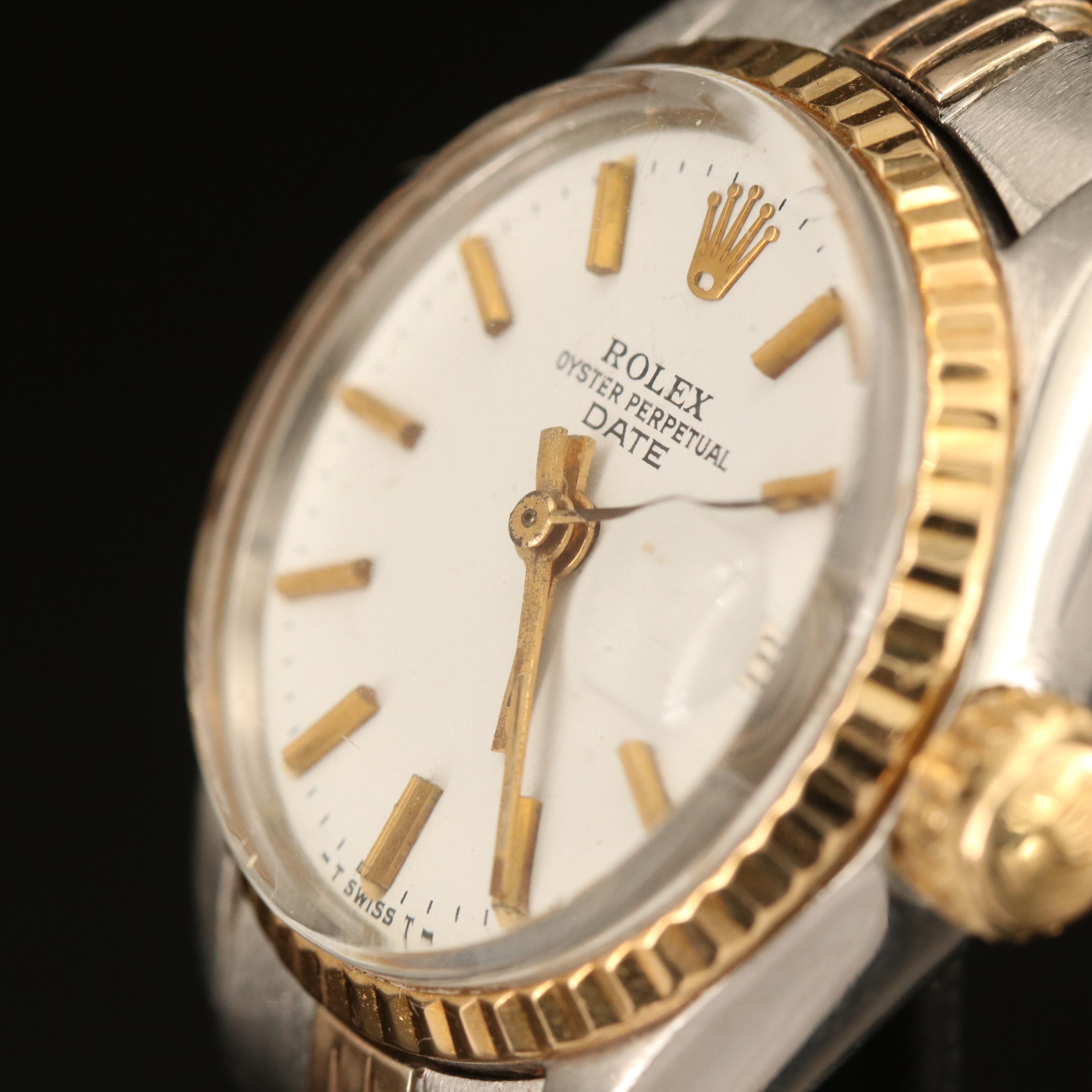 1970 Rolex 14K and Stainless Steel Oyster Perpetual Date Watch