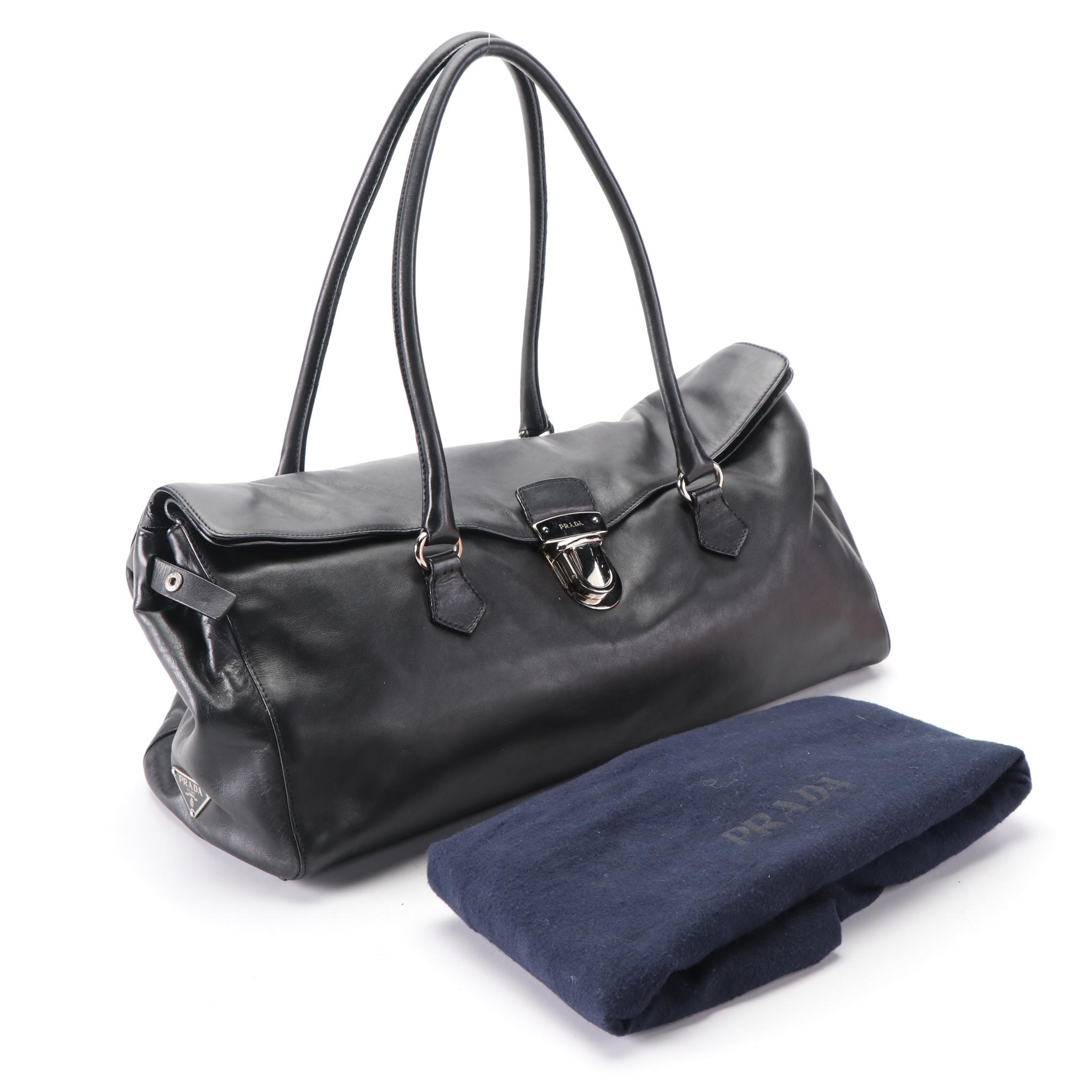 Prada Leather Top Flap Shoulder Bag