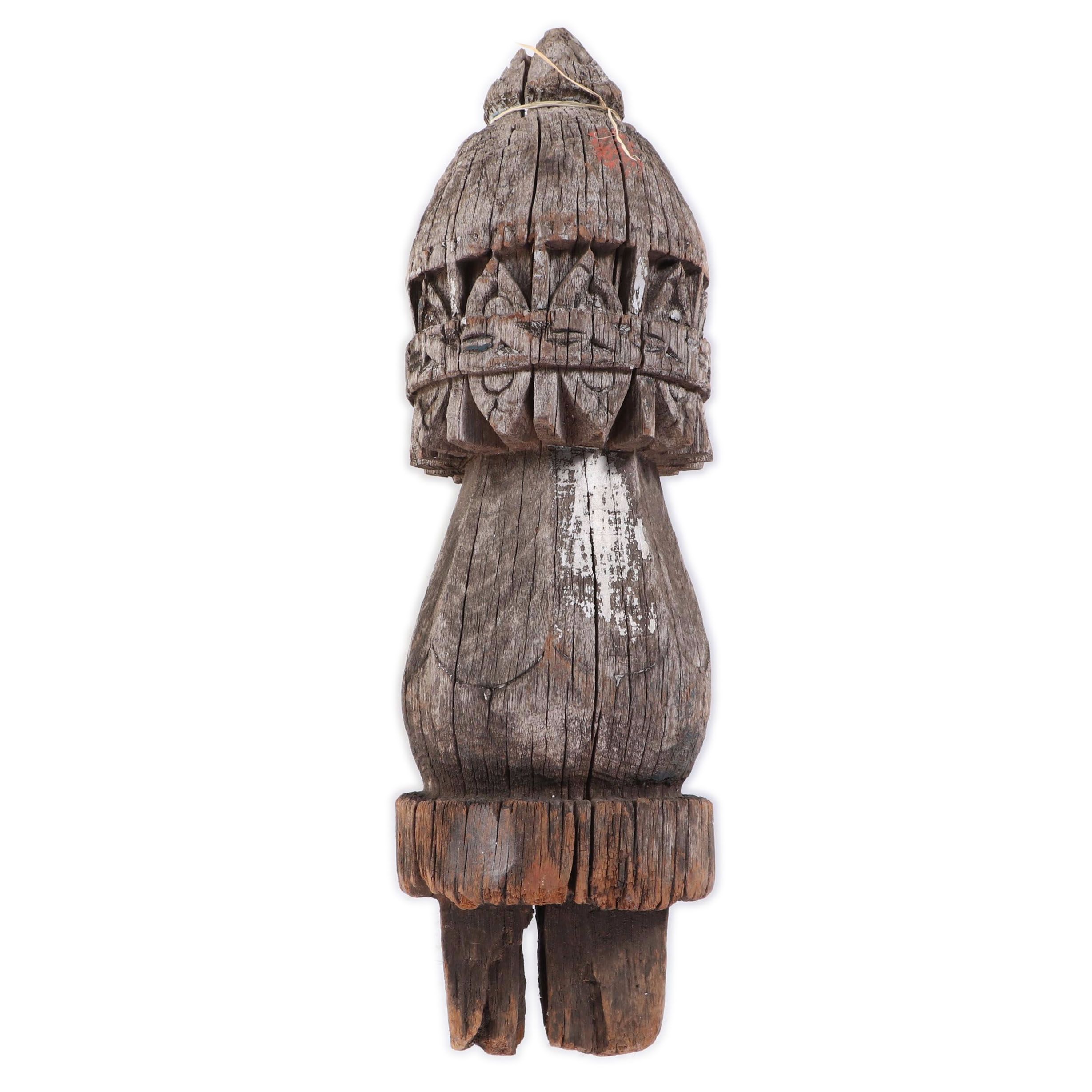 Philippine Carved Wood Tausug Grave Marker "Sunduk"