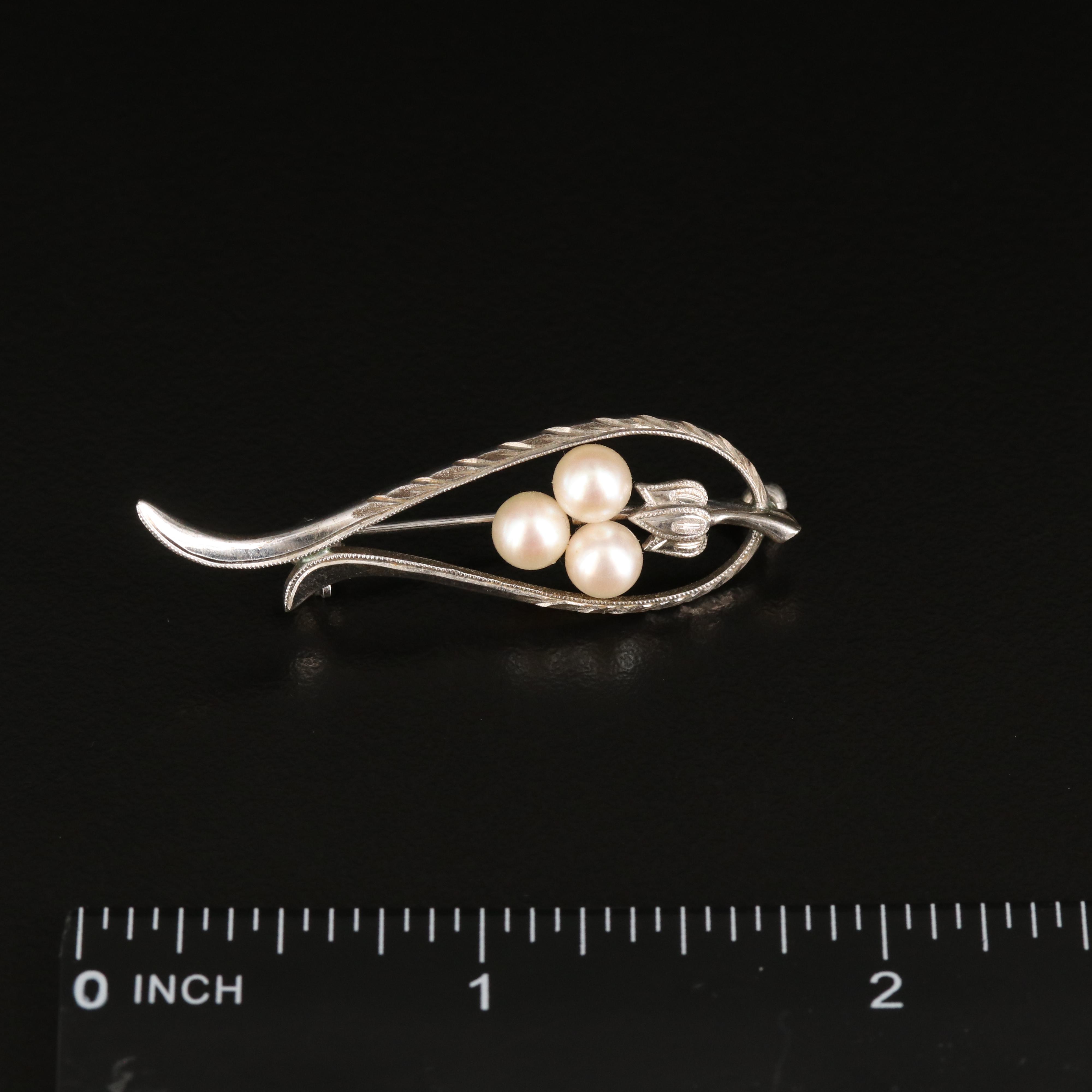 Mikimoto Sterling Pearl Brooch