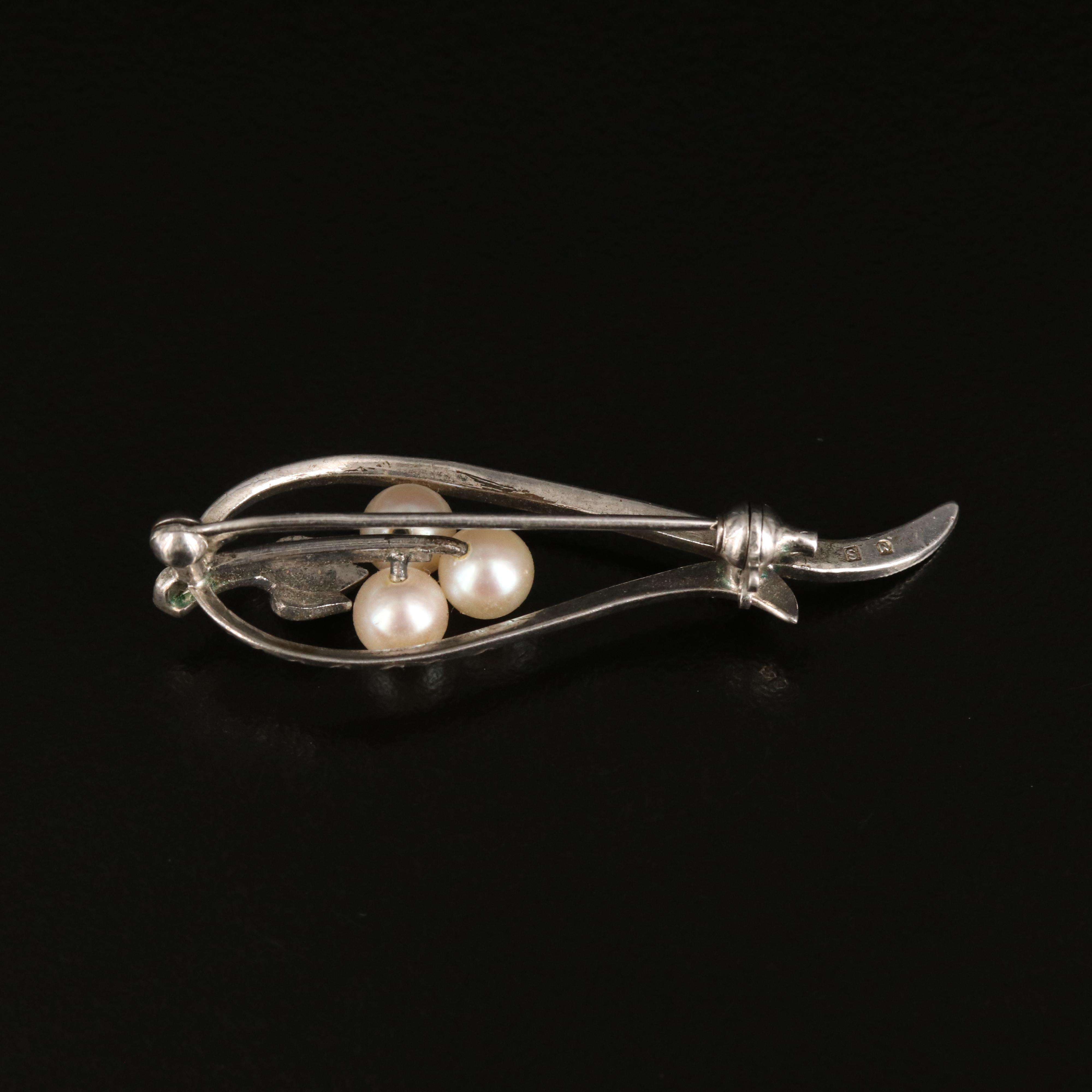 Mikimoto Sterling Pearl Brooch