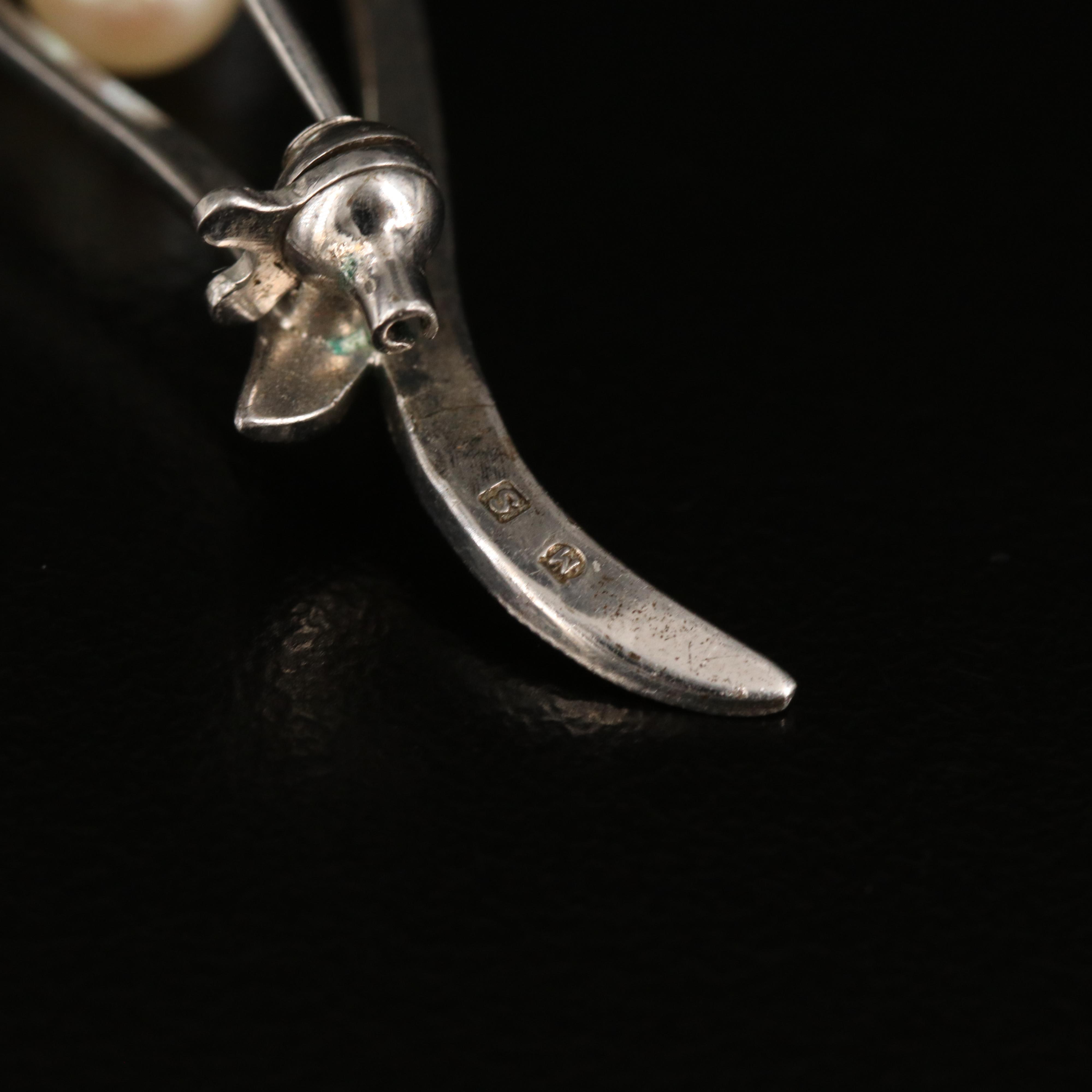 Mikimoto Sterling Pearl Brooch