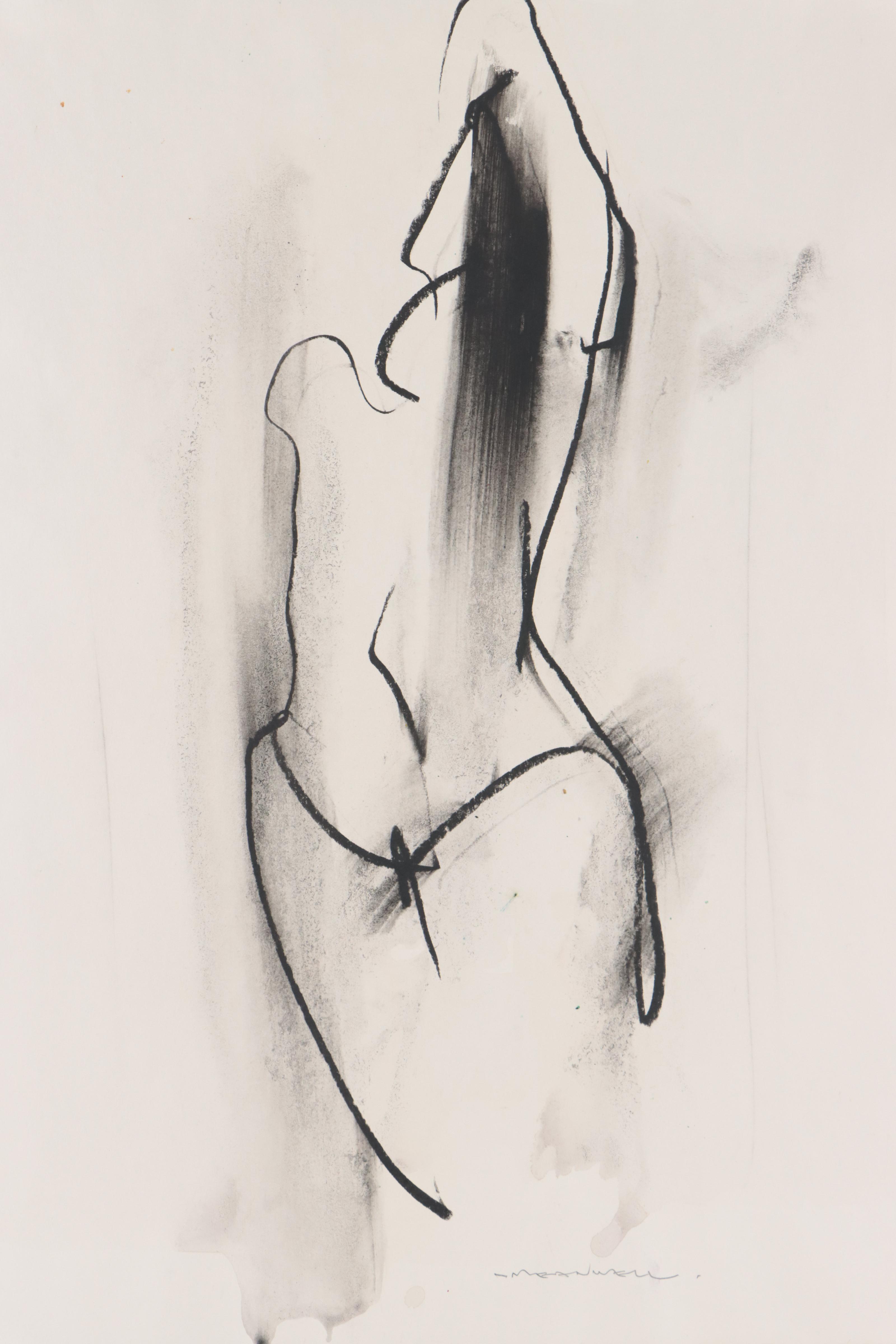 Jack Meanwell Expressionist Oil Pastel Drawing