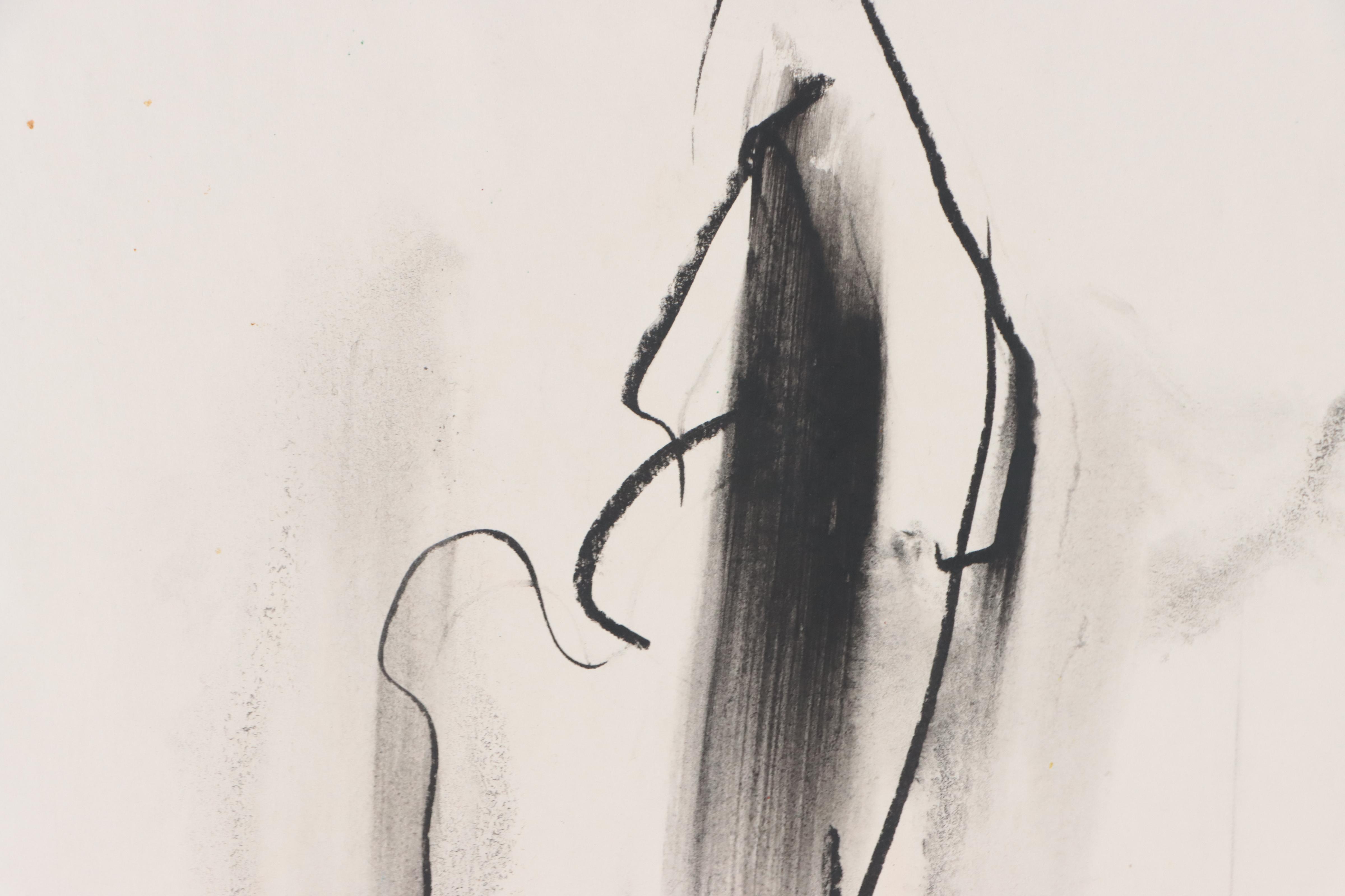 Jack Meanwell Expressionist Oil Pastel Drawing