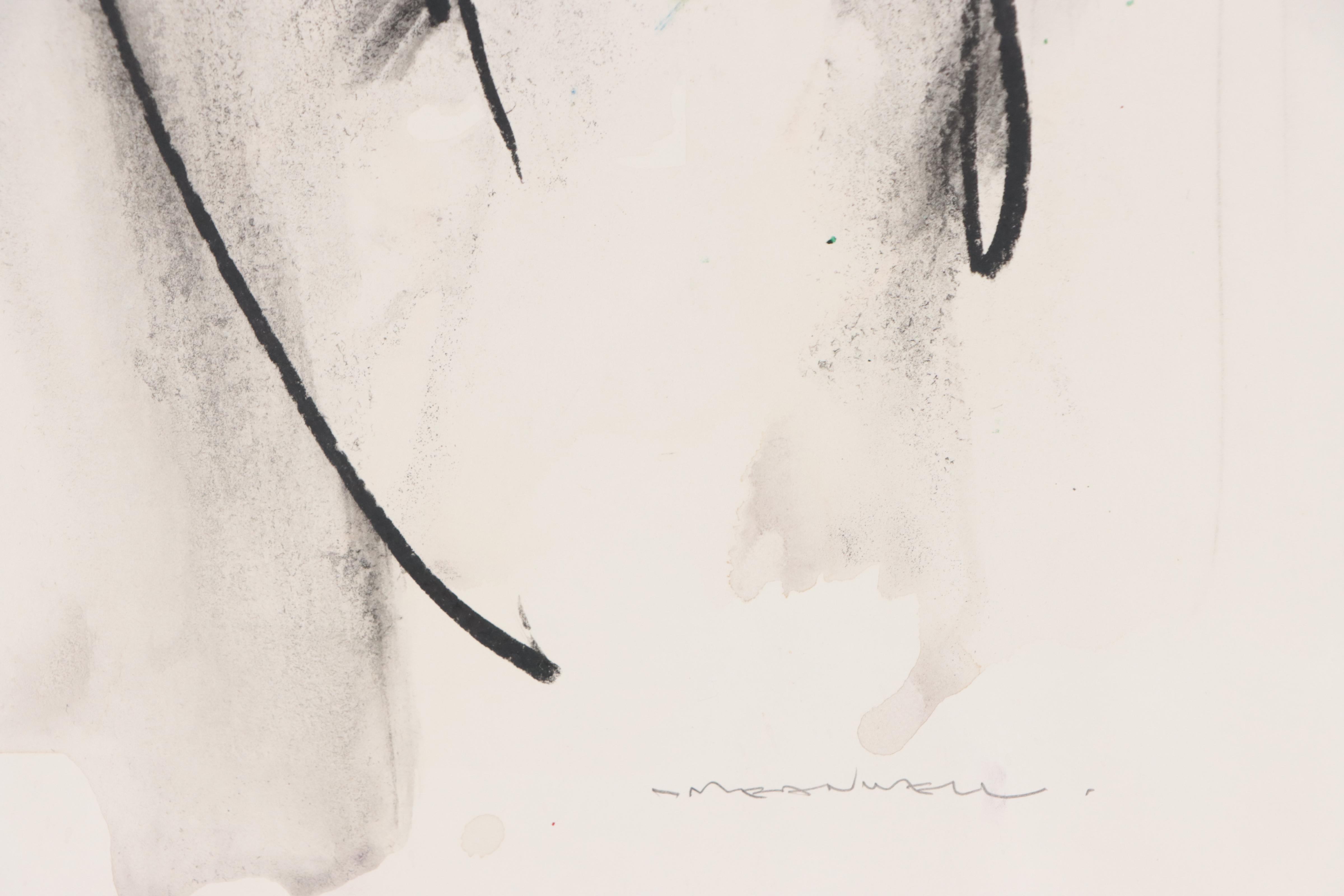 Jack Meanwell Expressionist Oil Pastel Drawing