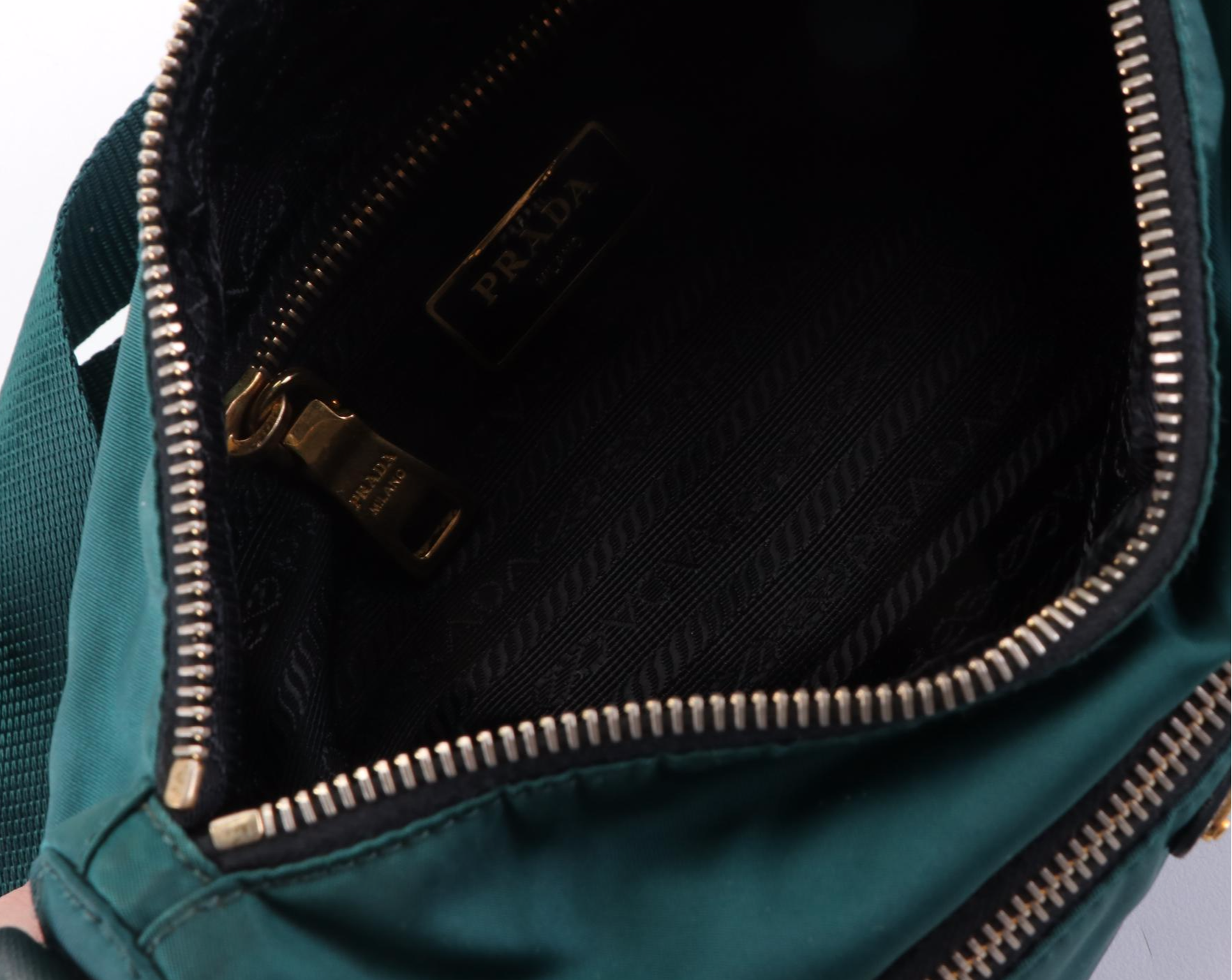Prada Medium Crossbody in Green Nylon Gabardine and Saffiano Leather