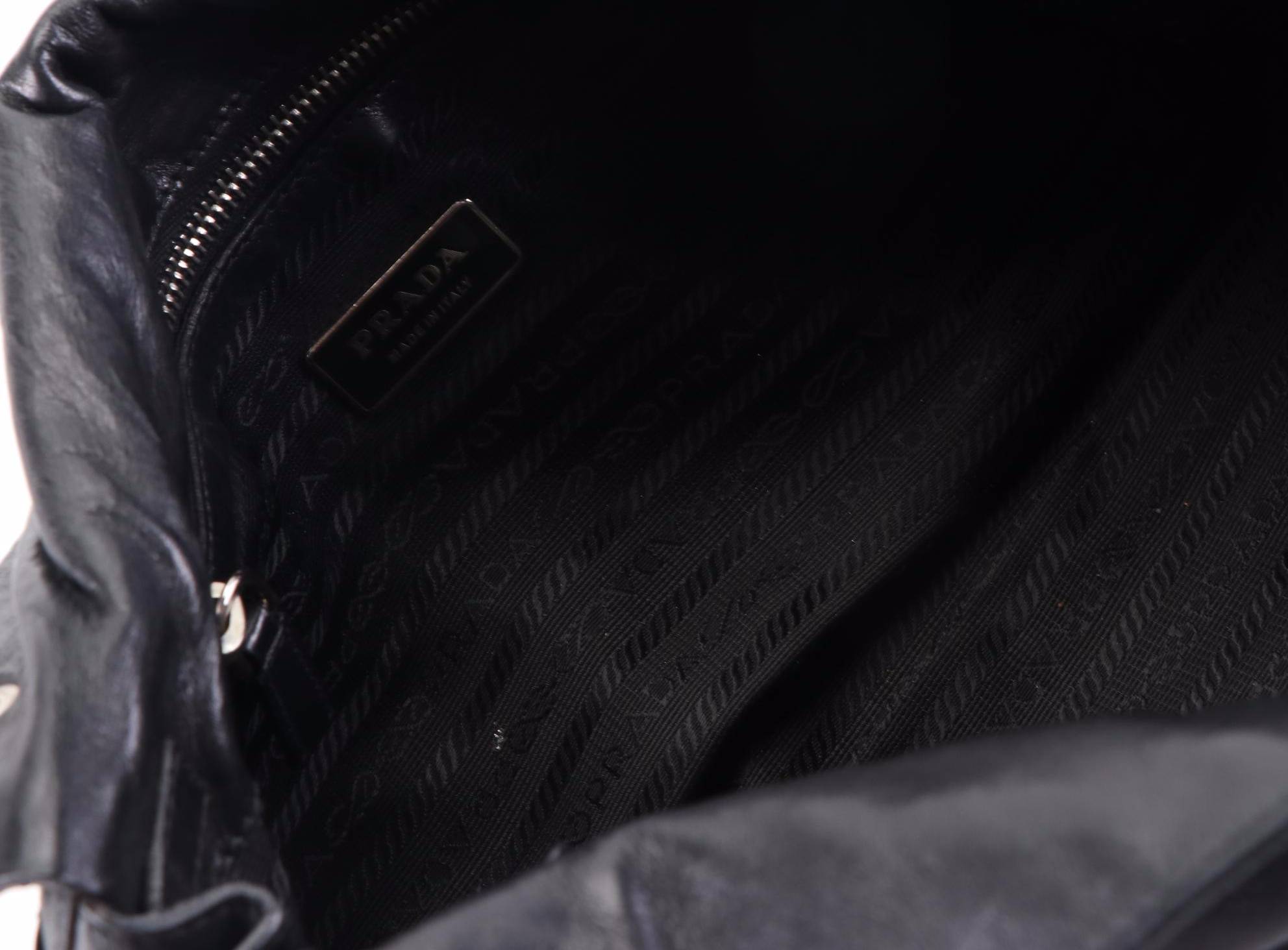 Prada Small Push-Lock Shoulder Bag in Black Calfskin Leather