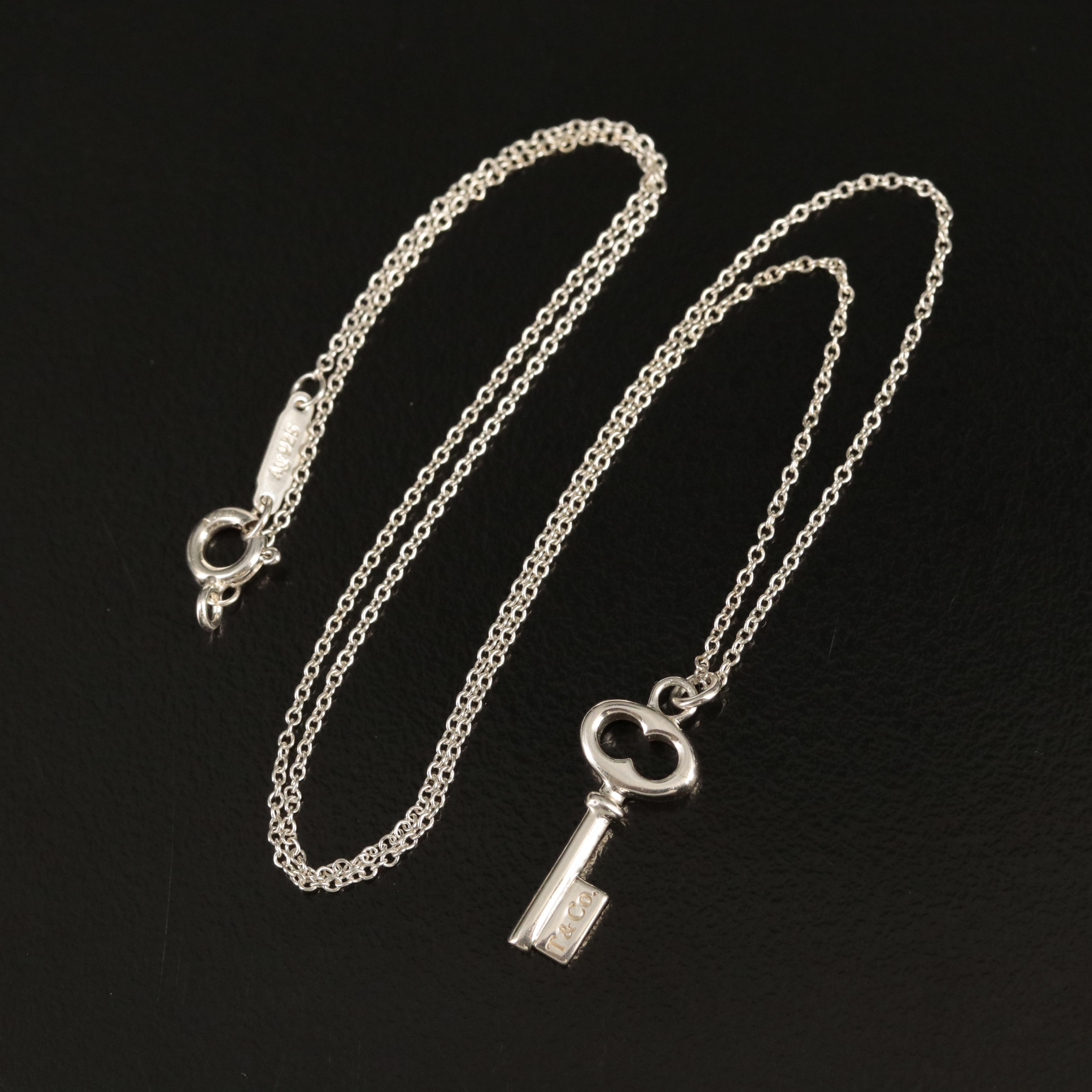 Tiffany & Co. Sterling Mini Oval Key Pendant Necklace