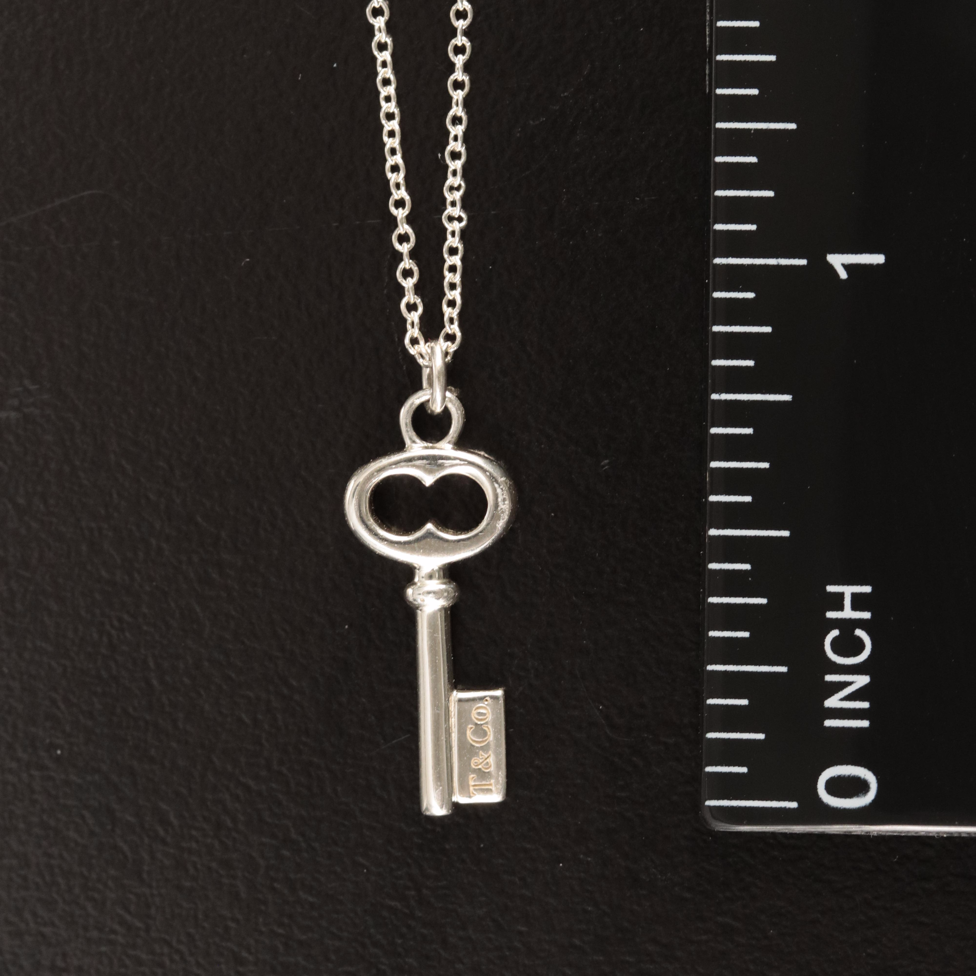 Tiffany & Co. Sterling Mini Oval Key Pendant Necklace