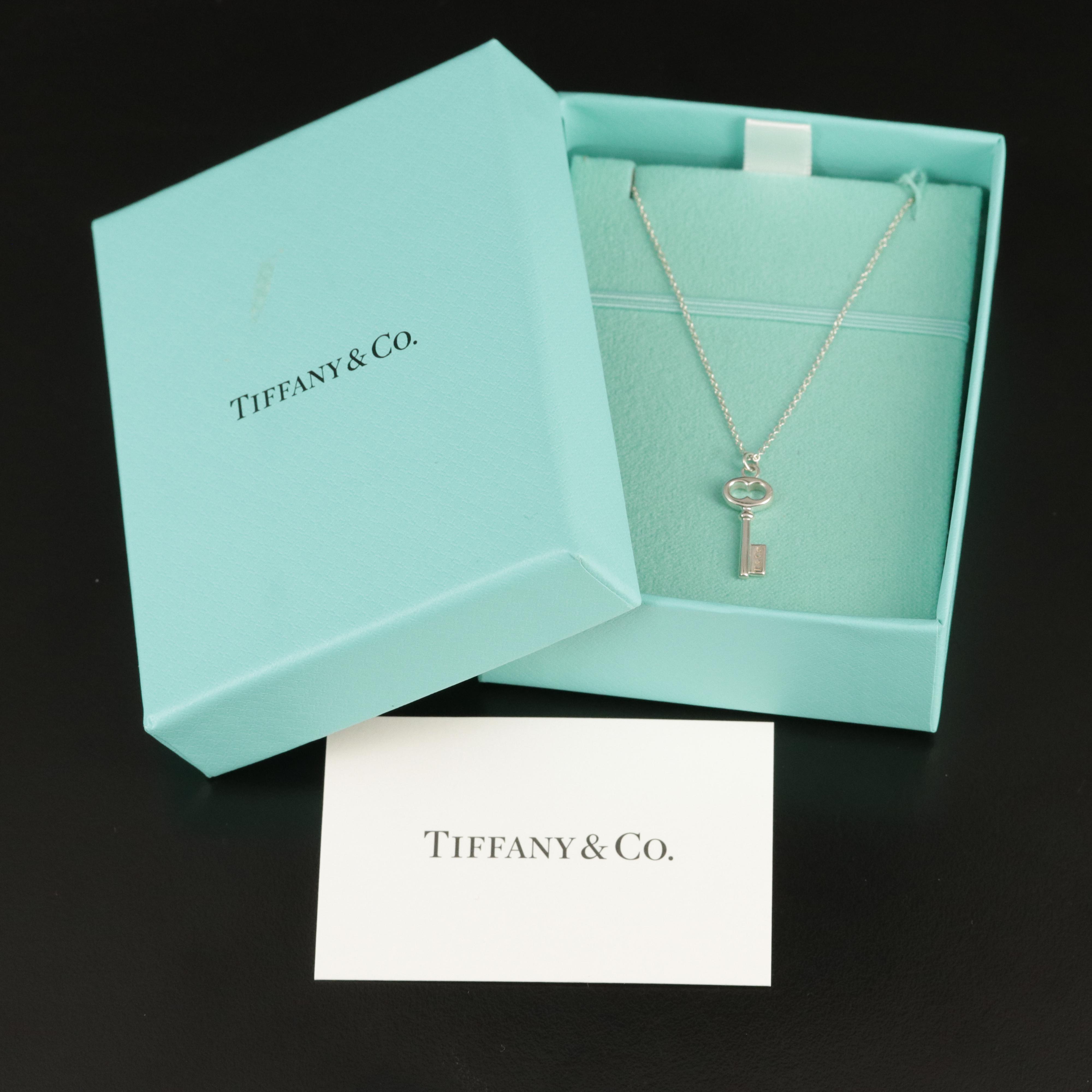 Tiffany & Co. Sterling Mini Oval Key Pendant Necklace