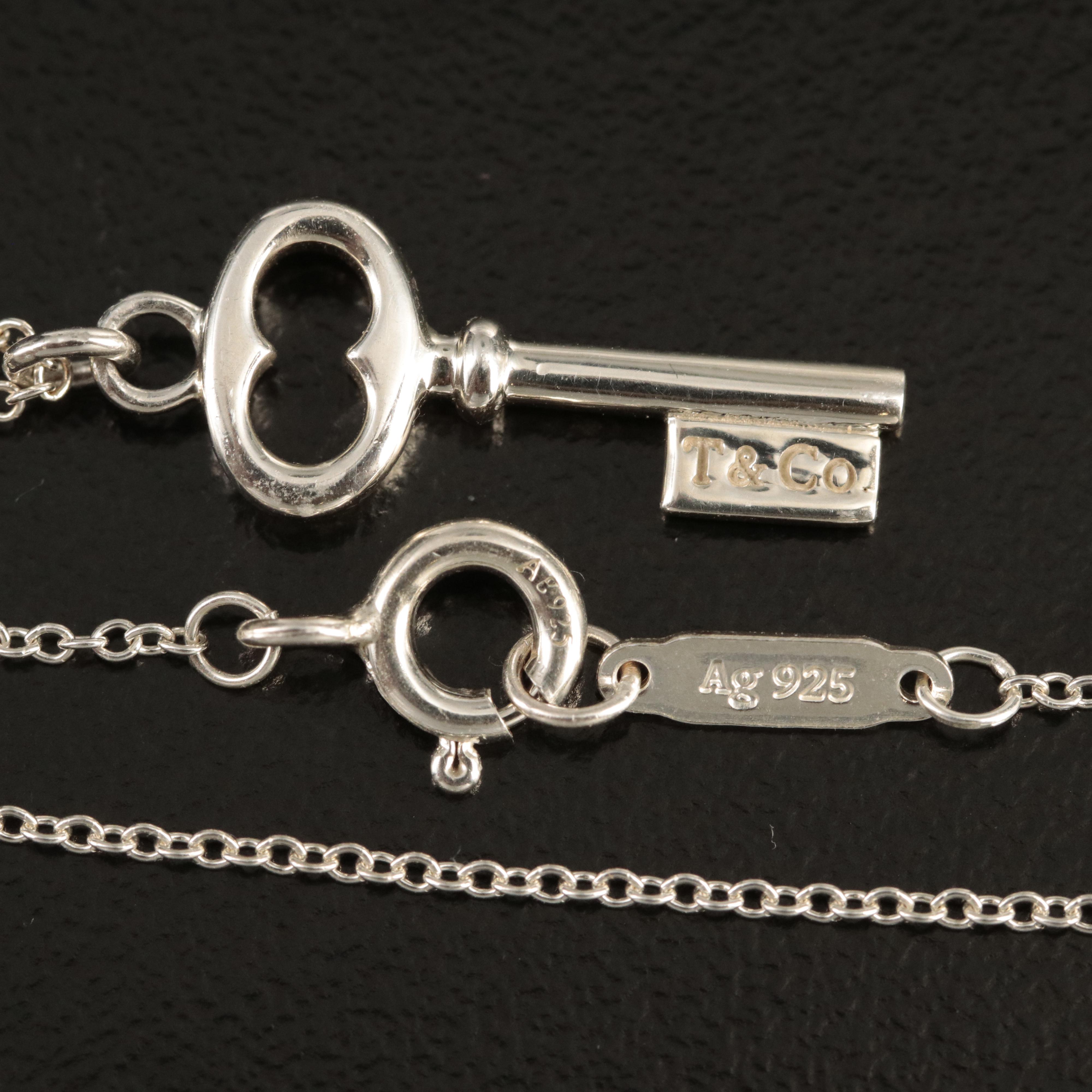 Tiffany & Co. Sterling Mini Oval Key Pendant Necklace