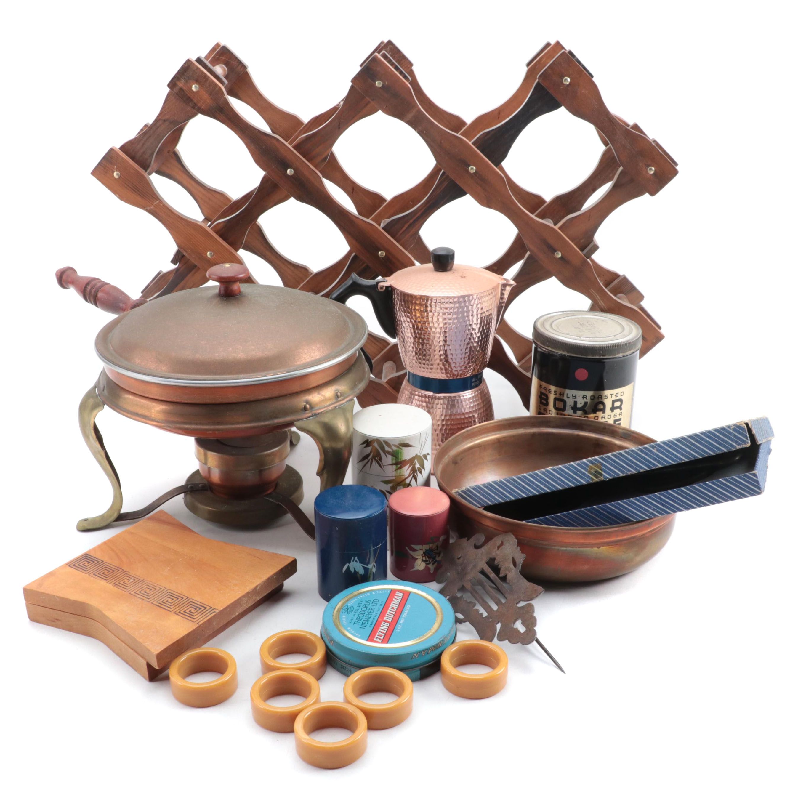 Griswold Patty Molds with Bakelite Napkin Rings and Other Tableware and Décor