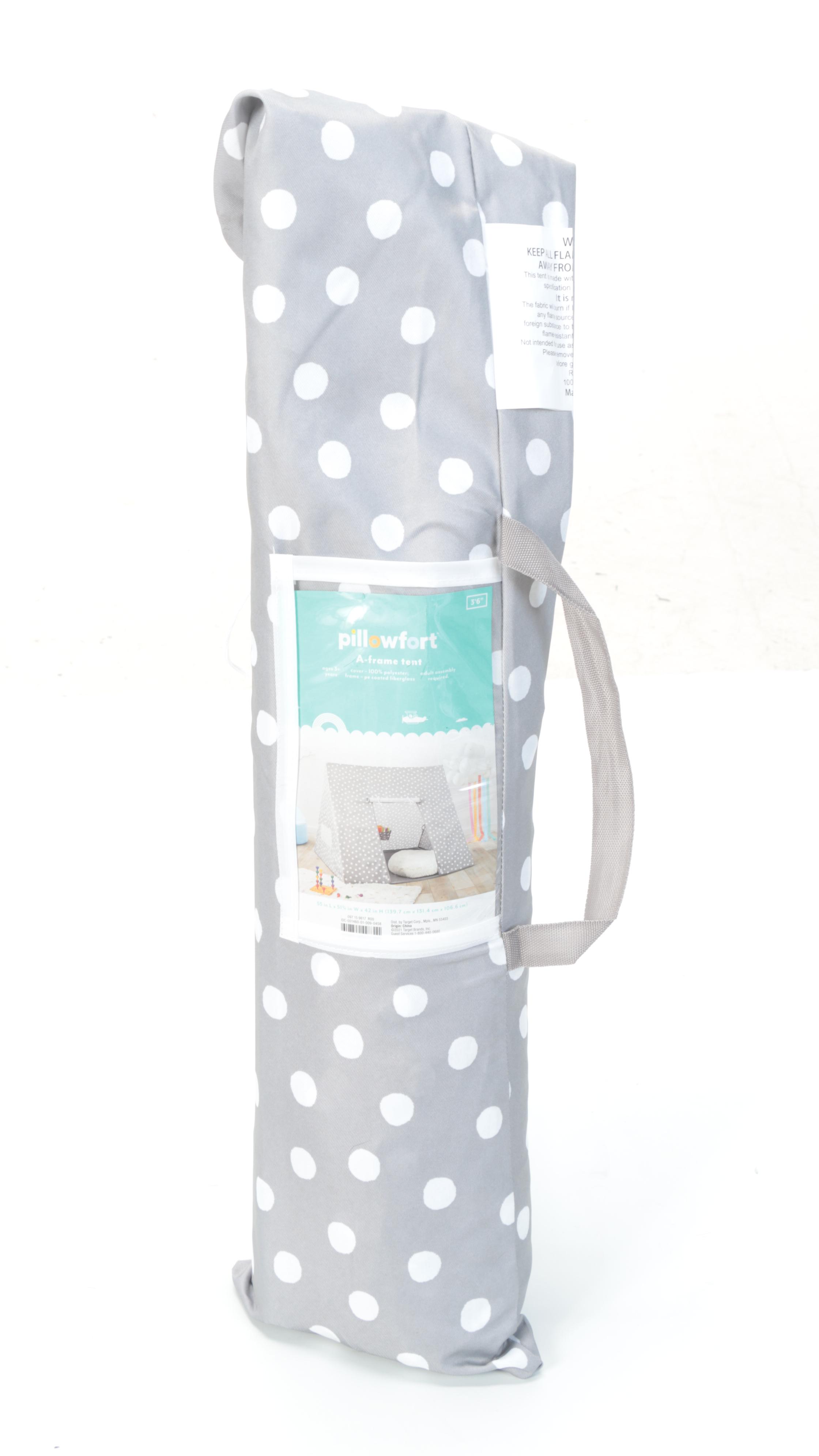 Pillowfort A-Frame Gray Dot Print Kid's Play Tent