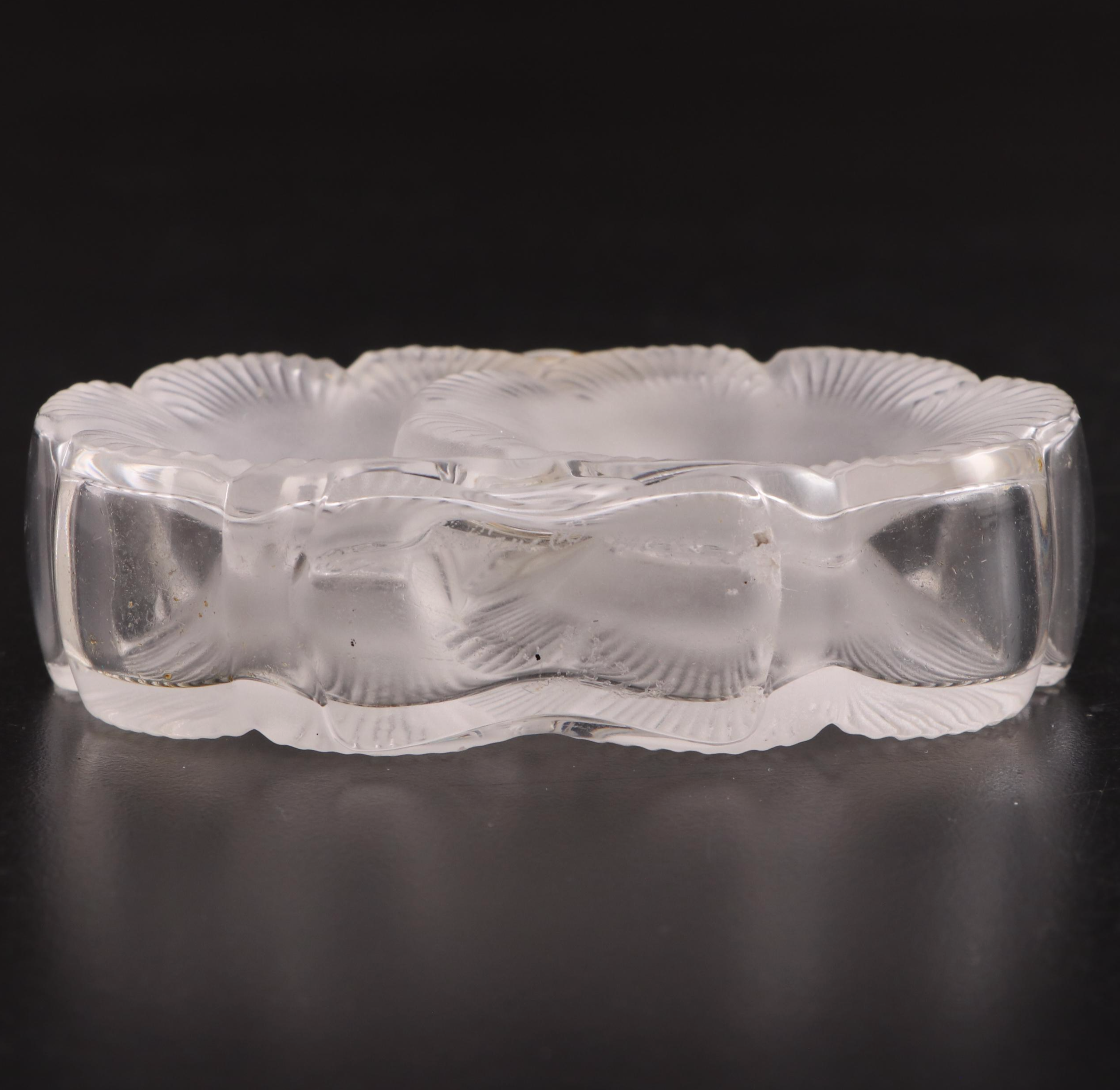 Lalique "Deux Fleurs" Frosted Crystal Glass Perfume Bottle, Mid-20th Century