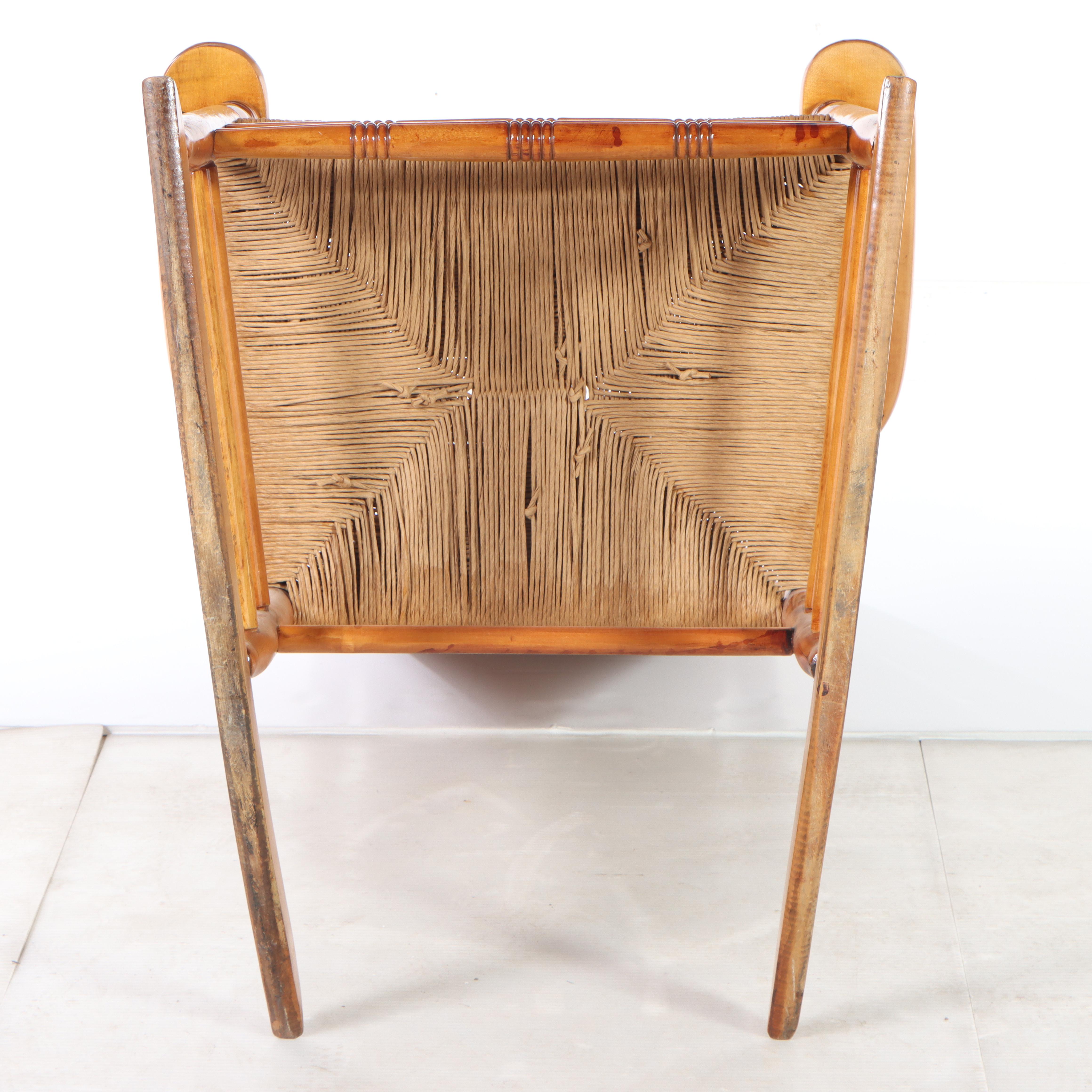 American Primitive Style Maple and Rush-Woven Rocker, Late 20th Century