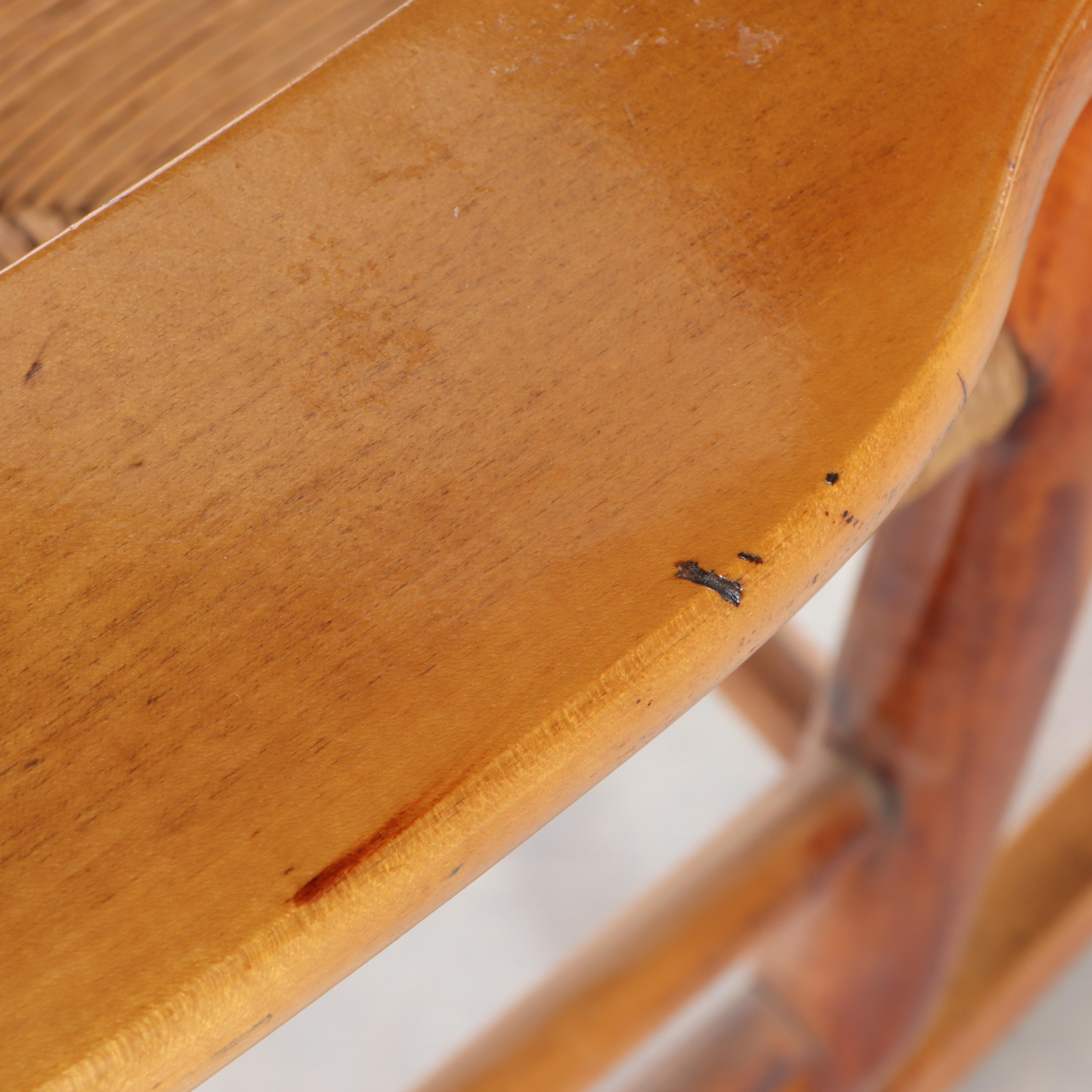 American Primitive Style Maple and Rush-Woven Rocker, Late 20th Century