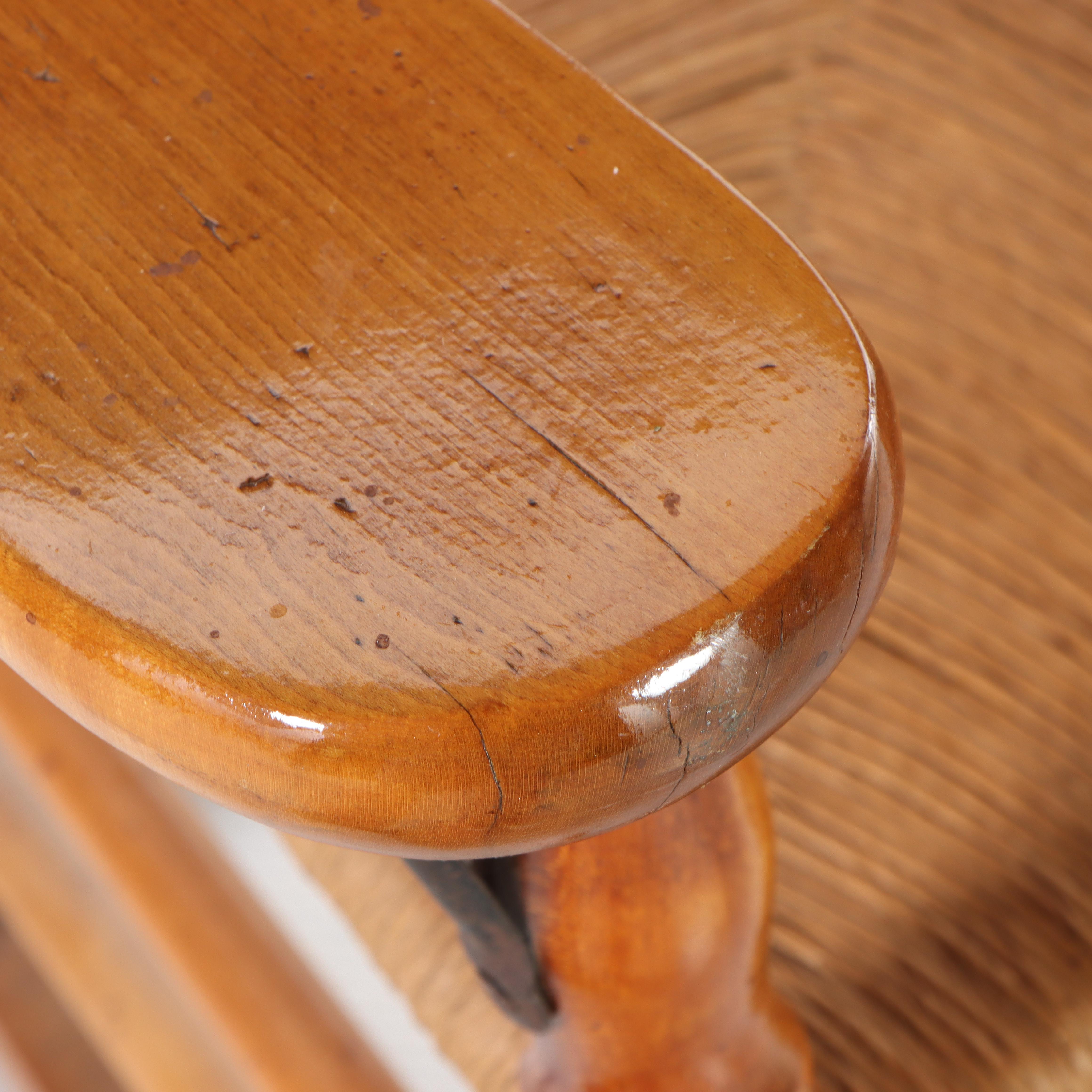 American Primitive Style Maple and Rush-Woven Rocker, Late 20th Century