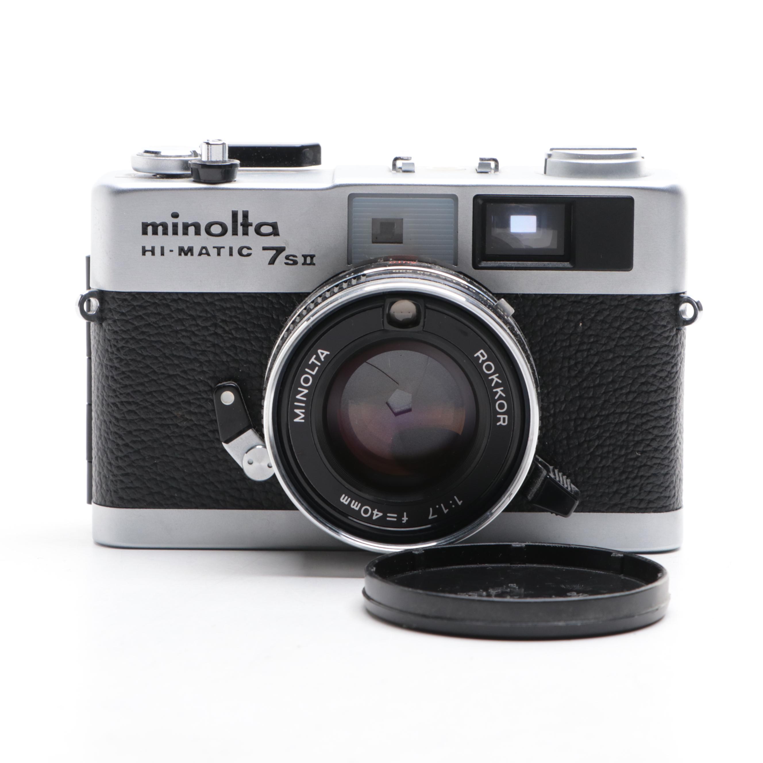 Olympus Pen-F and Minolta Hi-Matic 7SII 35 mm Cameras