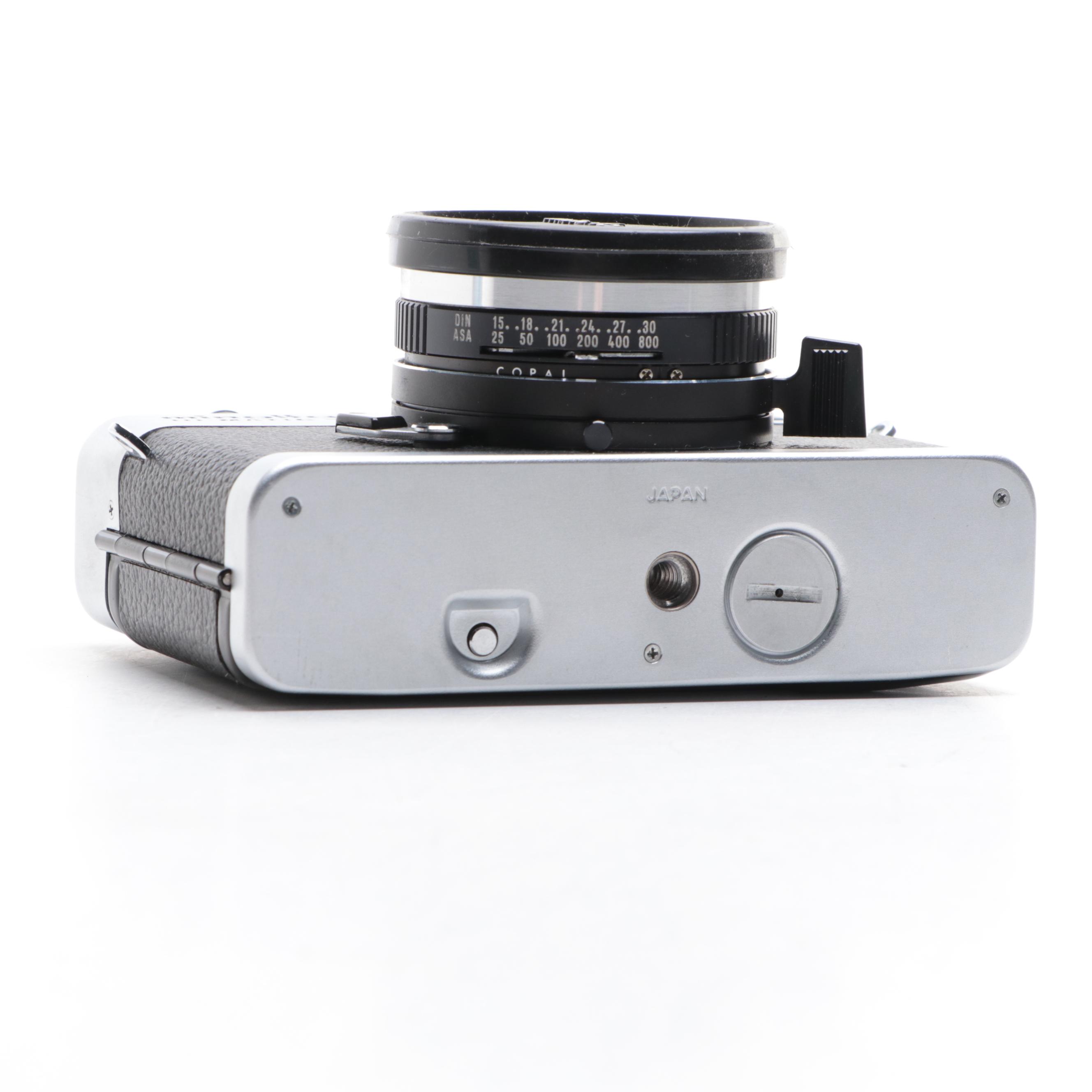 Olympus Pen-F and Minolta Hi-Matic 7SII 35 mm Cameras