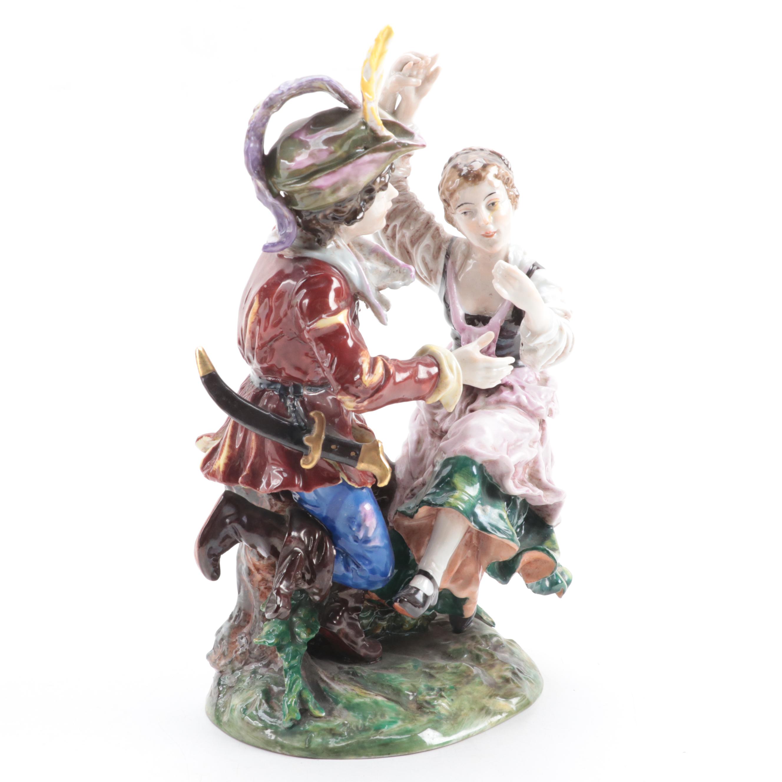 Albert Stahl & Co. German Porcelain Folk Dancer Figural Group, Early 20th C.