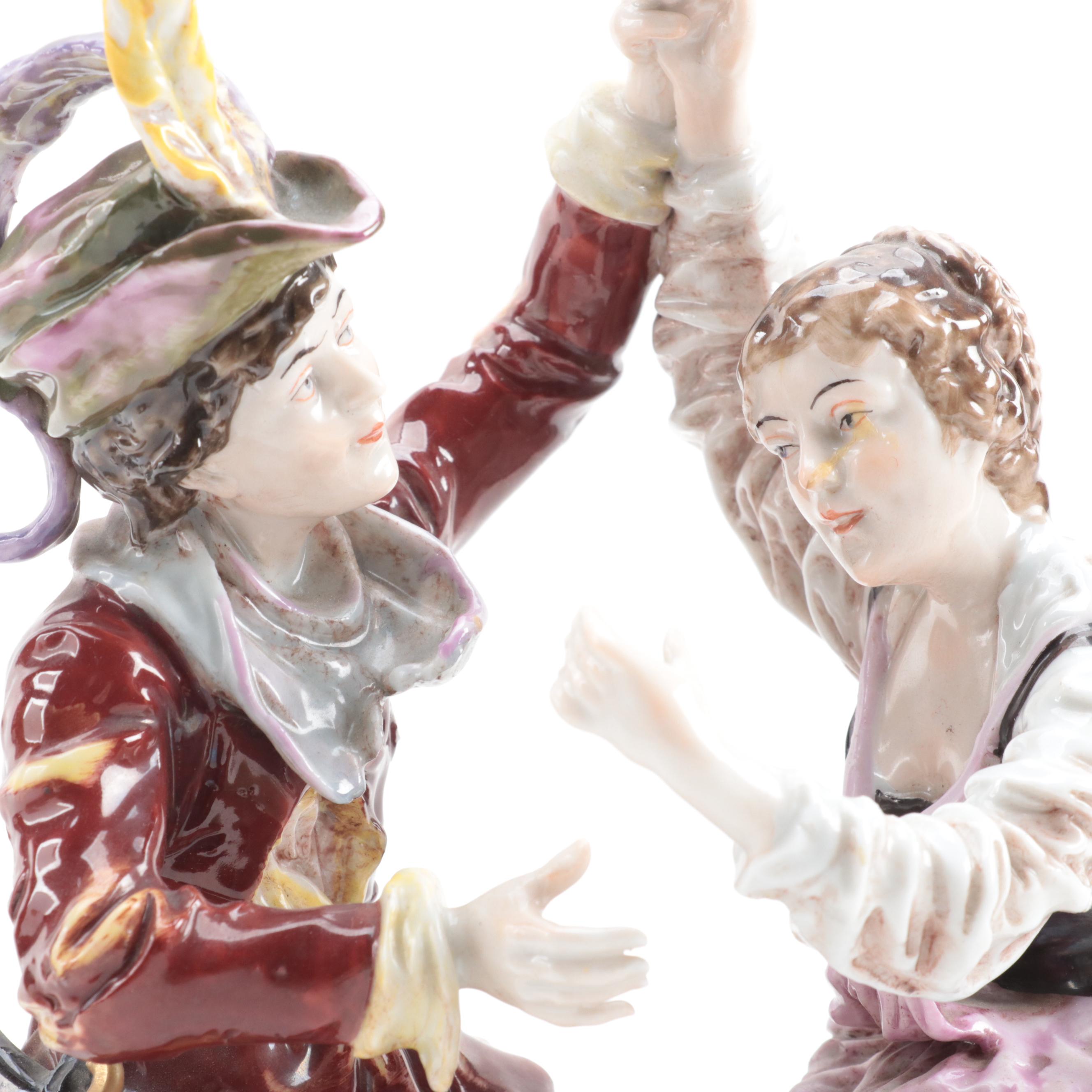 Albert Stahl & Co. German Porcelain Folk Dancer Figural Group, Early 20th C.