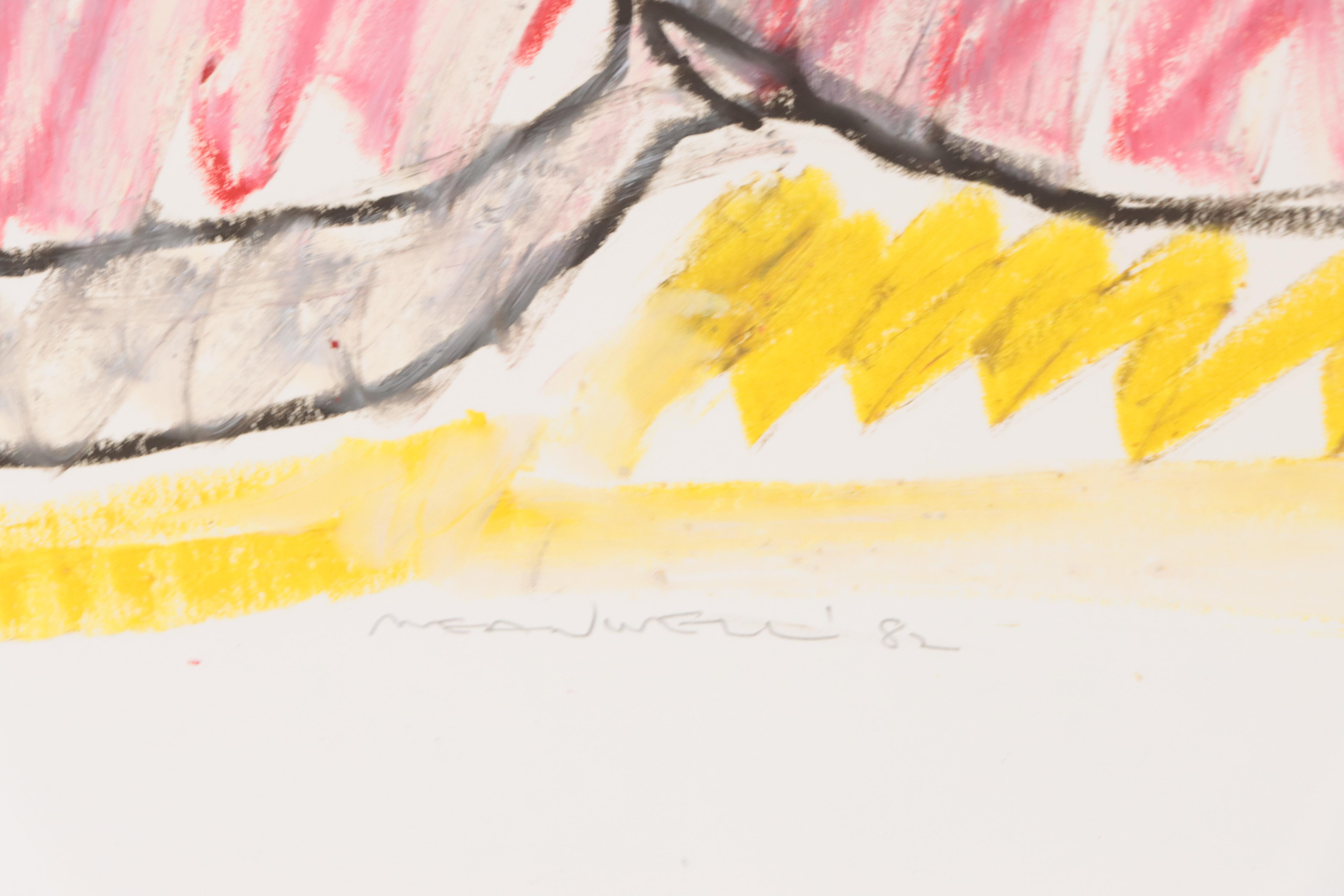 Jack Meanwell Expressionist Oil Pastel Figure Drawing, 1982