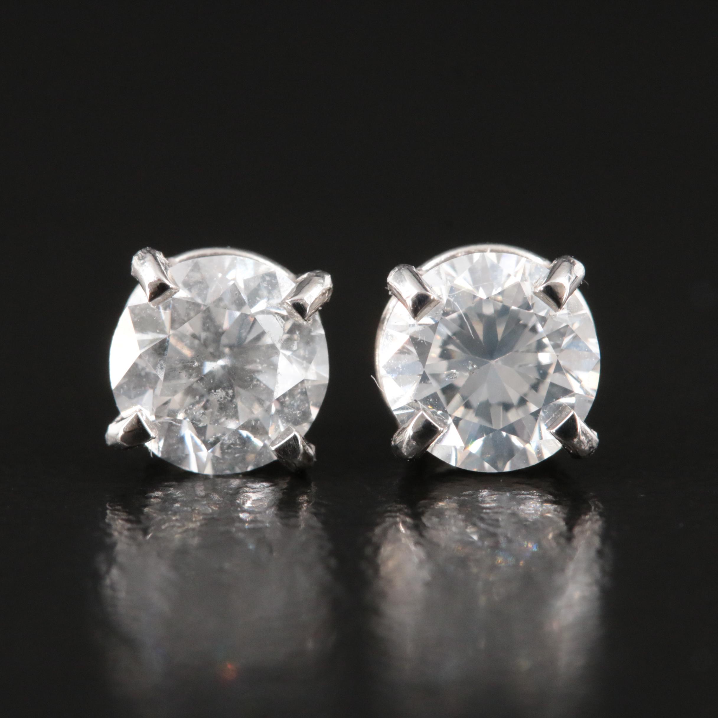 Platinum 1.40 Diamond Stud Earrings with GIA Reports