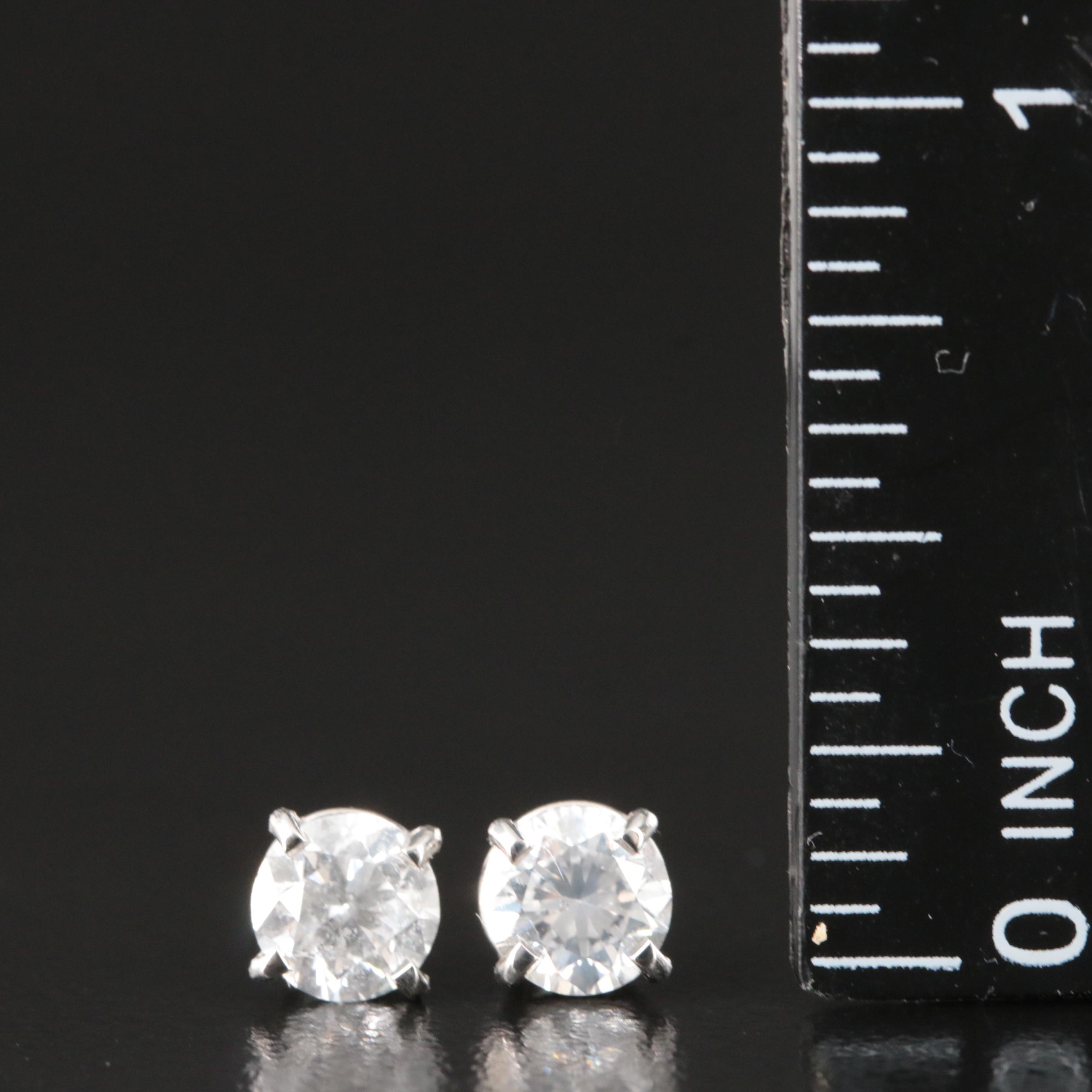 Platinum 1.40 Diamond Stud Earrings with GIA Reports