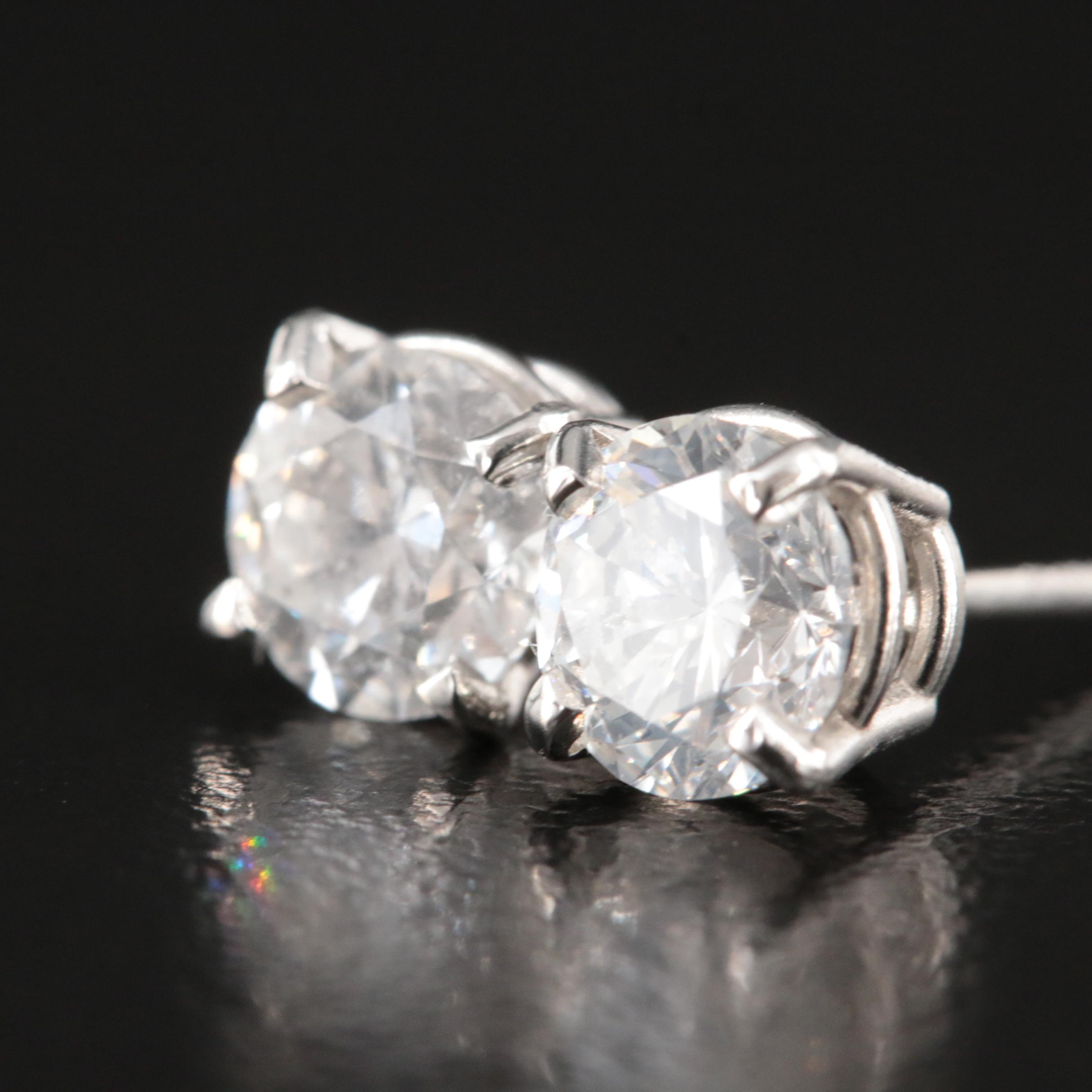 Platinum 1.40 Diamond Stud Earrings with GIA Reports