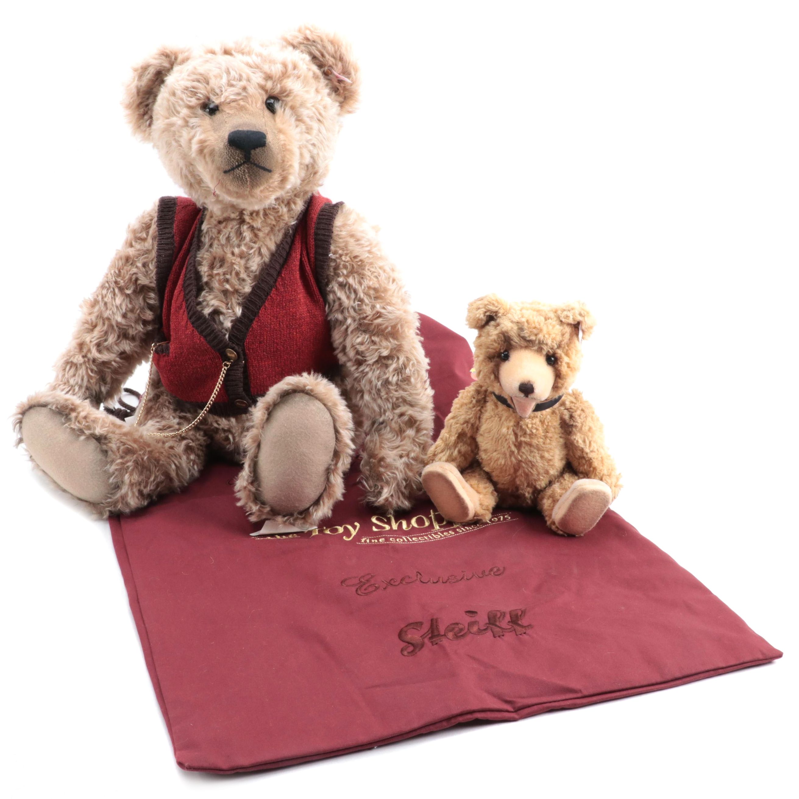 Steiff Growler Grand Papa with Teddy Baby Mohair Jointed Stuffed Bears