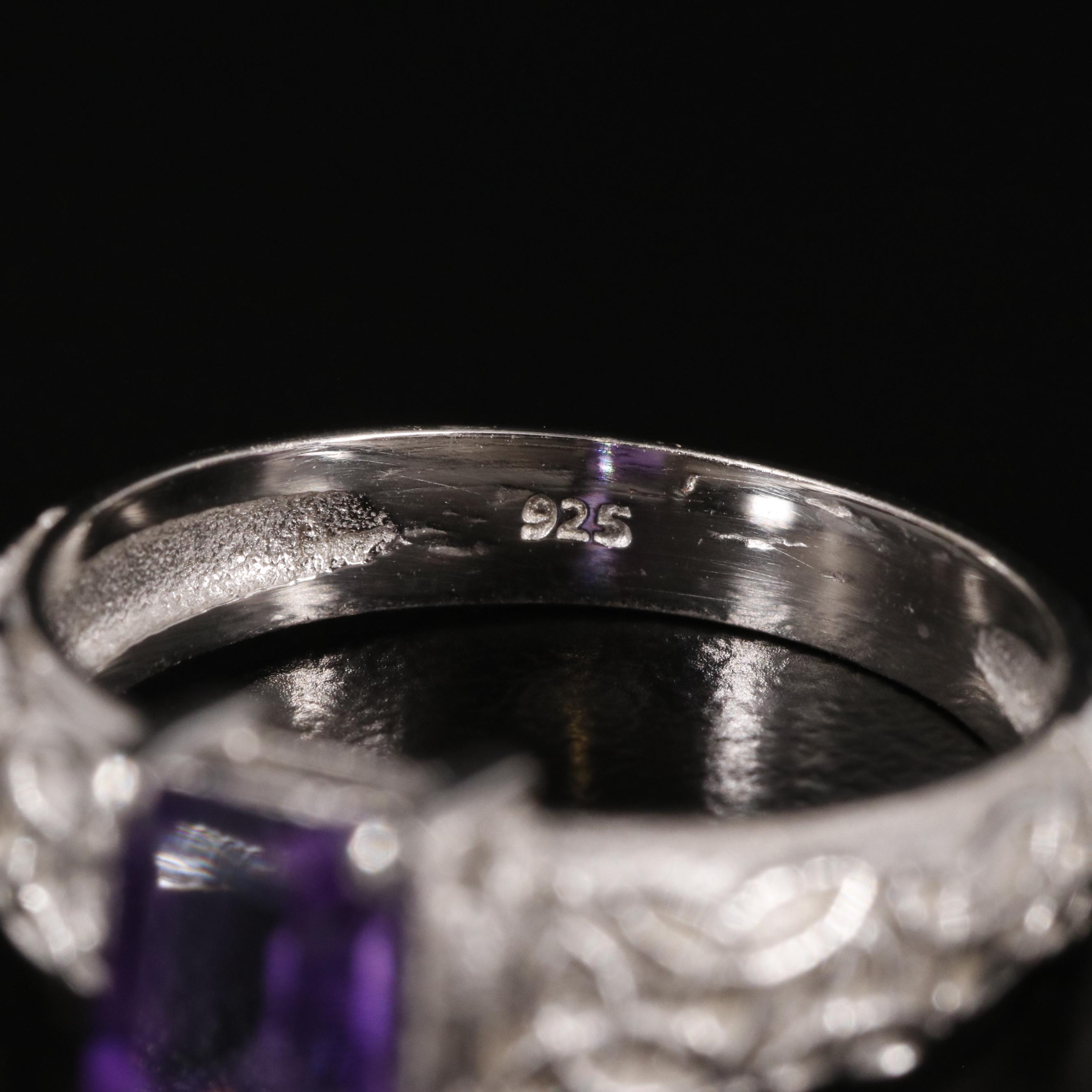 Sterling Amethyst Ring with Celtic Knot Detail