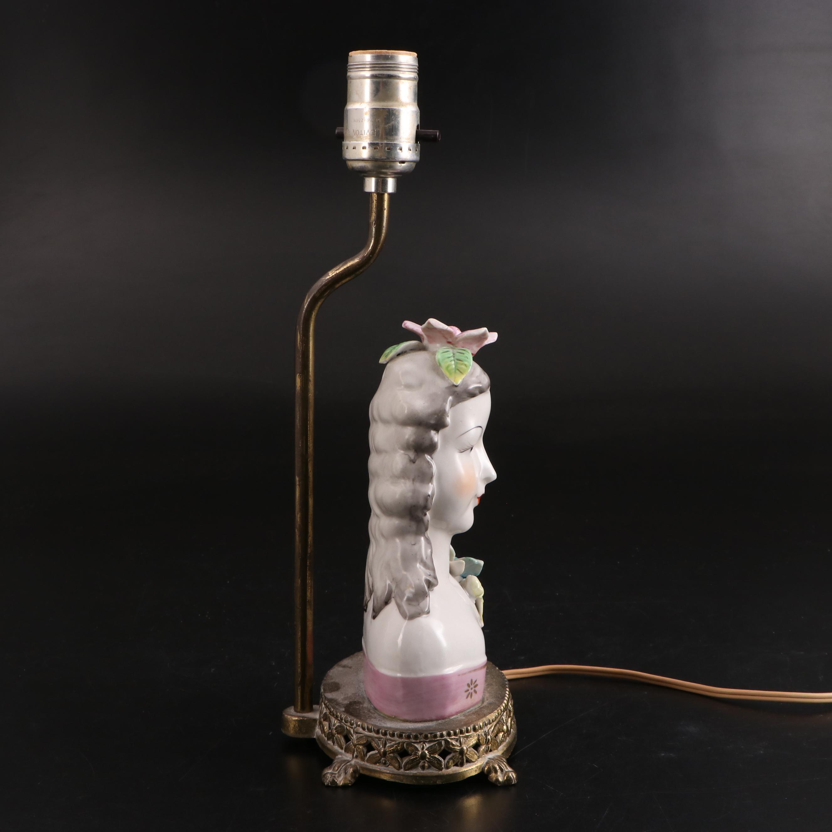 Boudoir Lamps, One Aladdin with Puffy Glass and Another with China Head Base