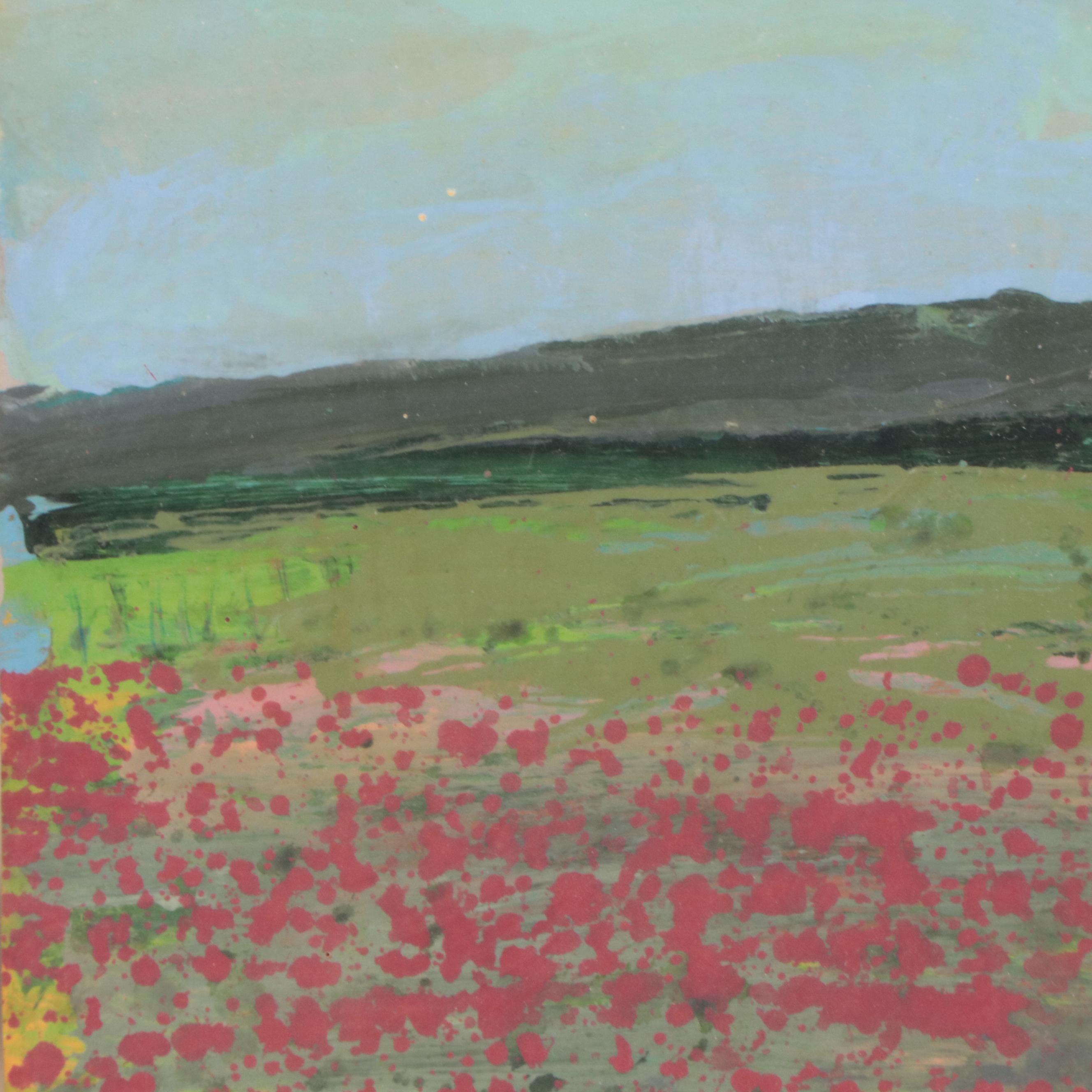 Harry Hilson Abstract Landscape Acrylic Painting, Circa 1980