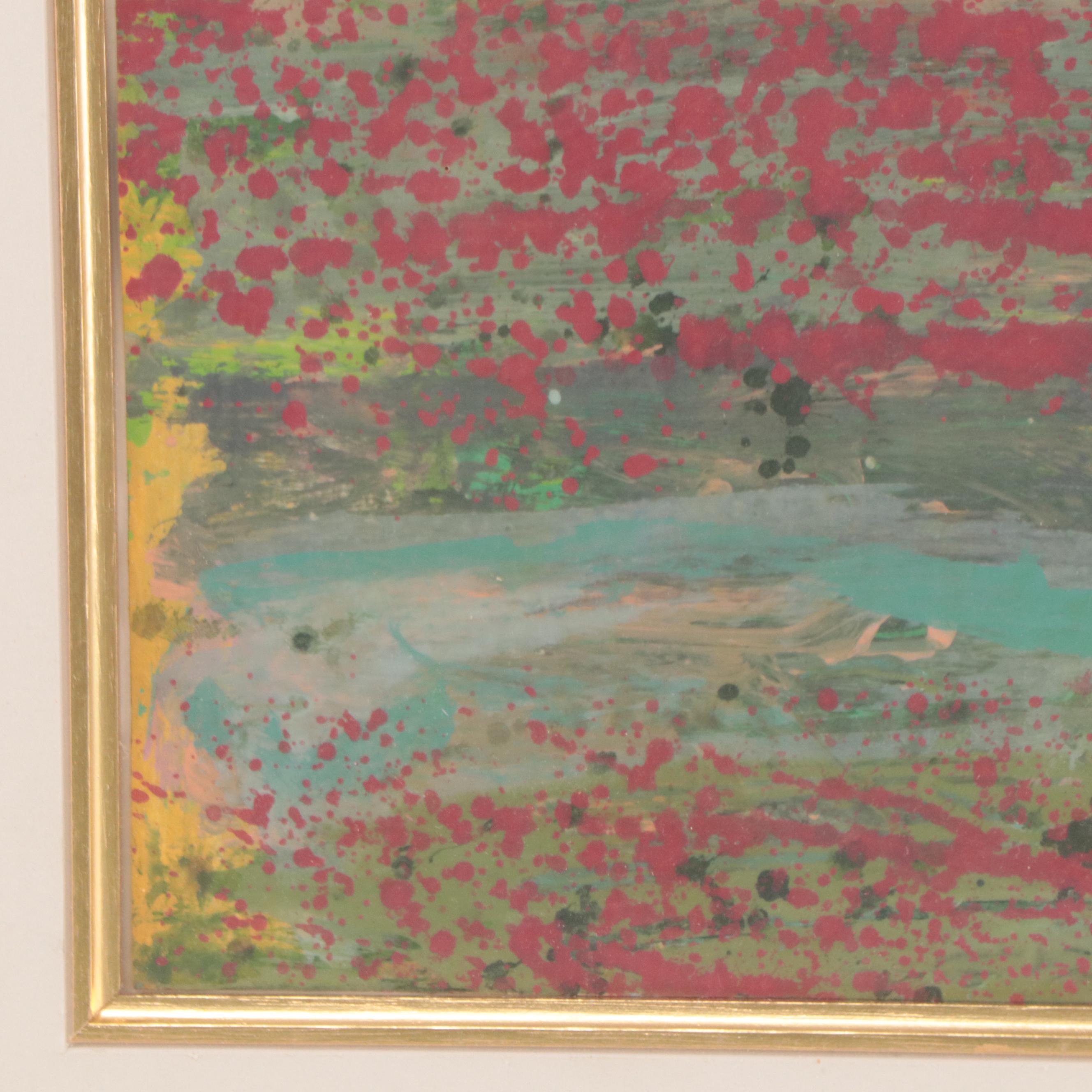 Harry Hilson Abstract Landscape Acrylic Painting, Circa 1980